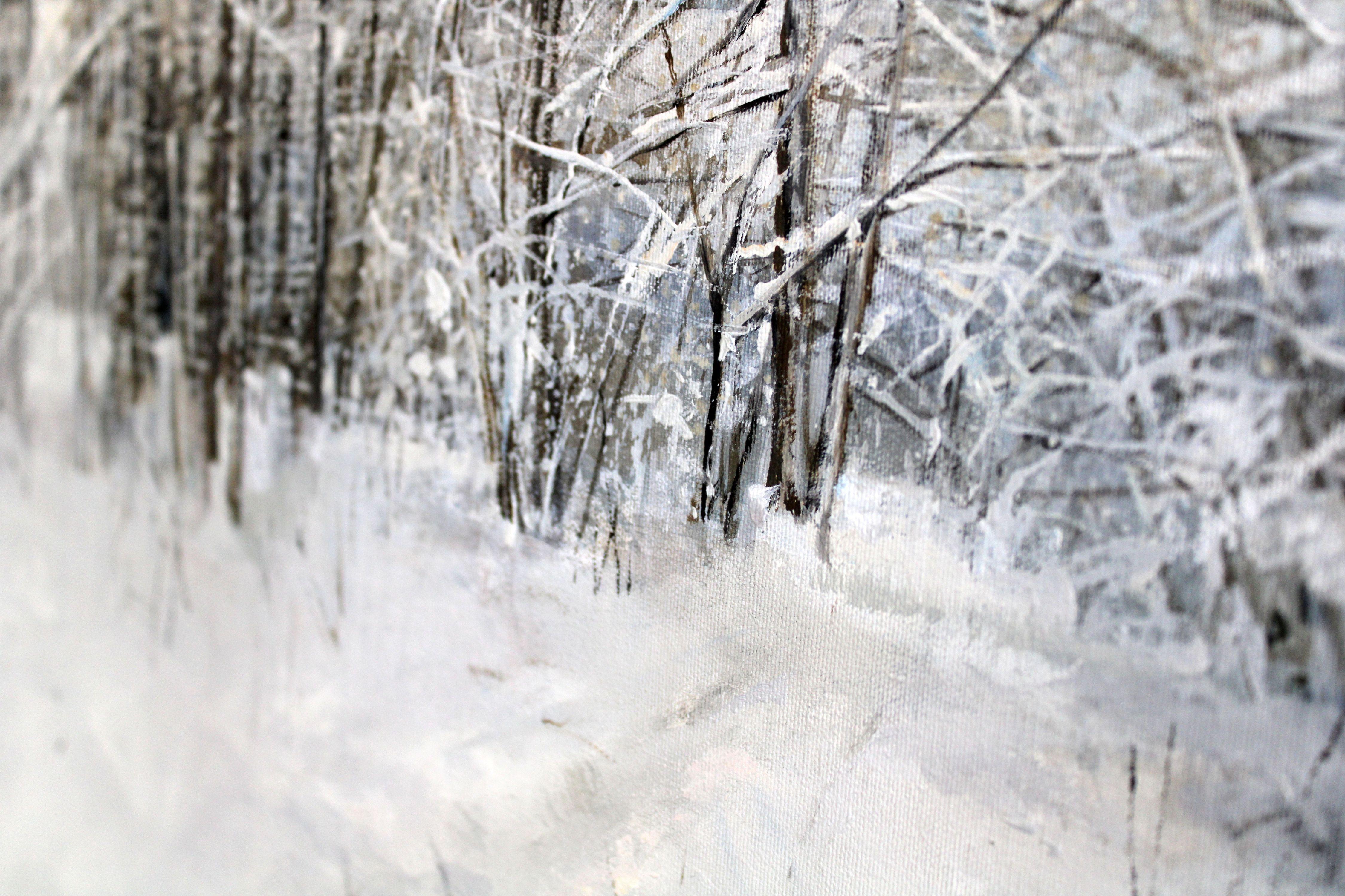 Winterstraße im Wald. 2023, Öl auf Leinwand, 60x80 cm im Angebot 4