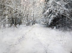 Winter road in the forest. 2023, oil on canvas, 60x80 cm