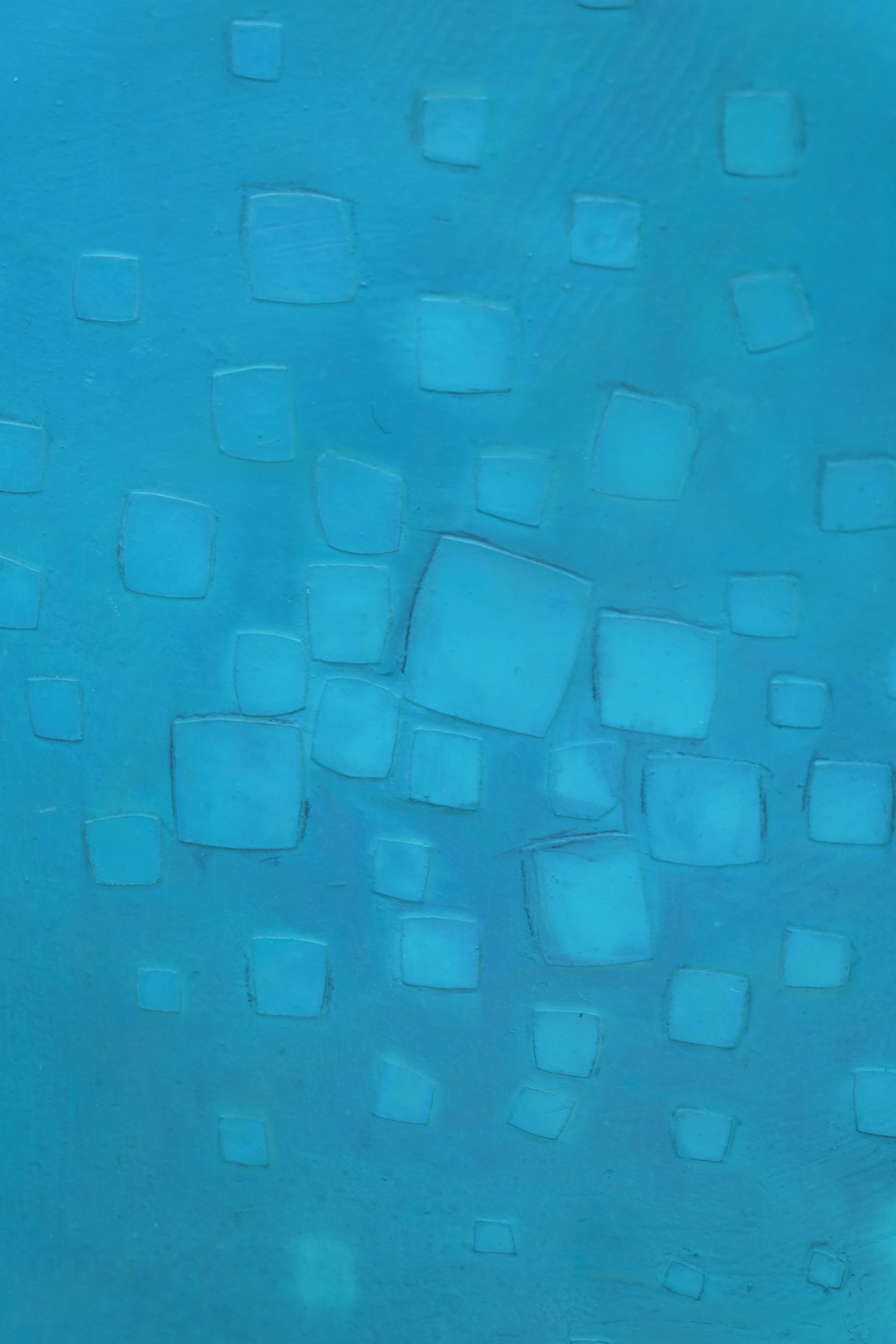 Atlantide (Pittura astratta) - Abstract Painting Blu di Janise Yntema