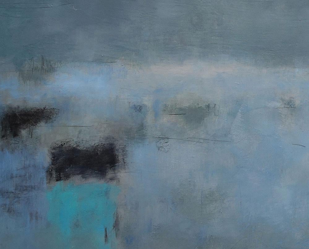 La Pré de Nuit (Abstract painting) - Gray Abstract Painting by Janise Yntema