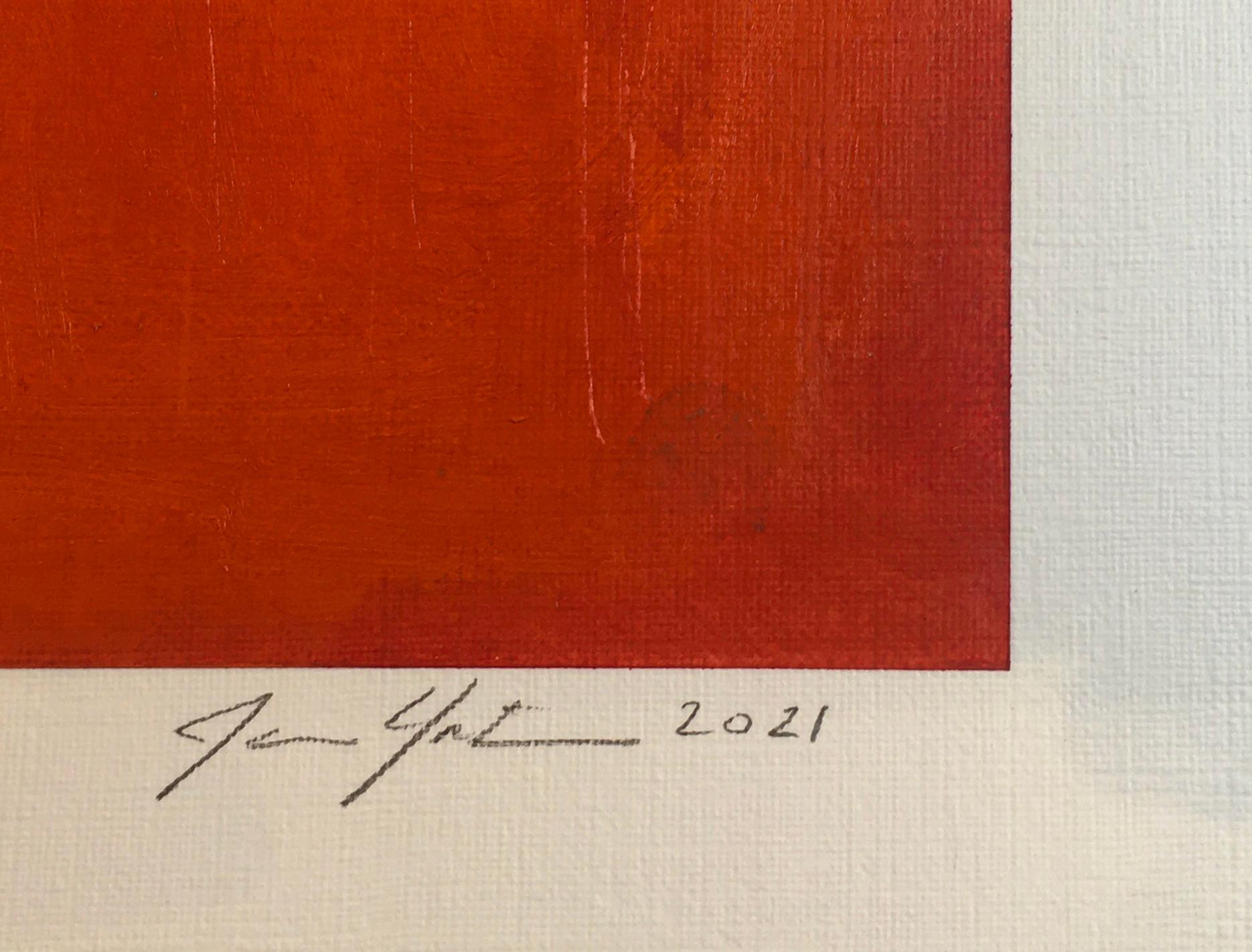 Arancione lineare (Pittura astratta) - Abstract Painting Grigio di Janise Yntema