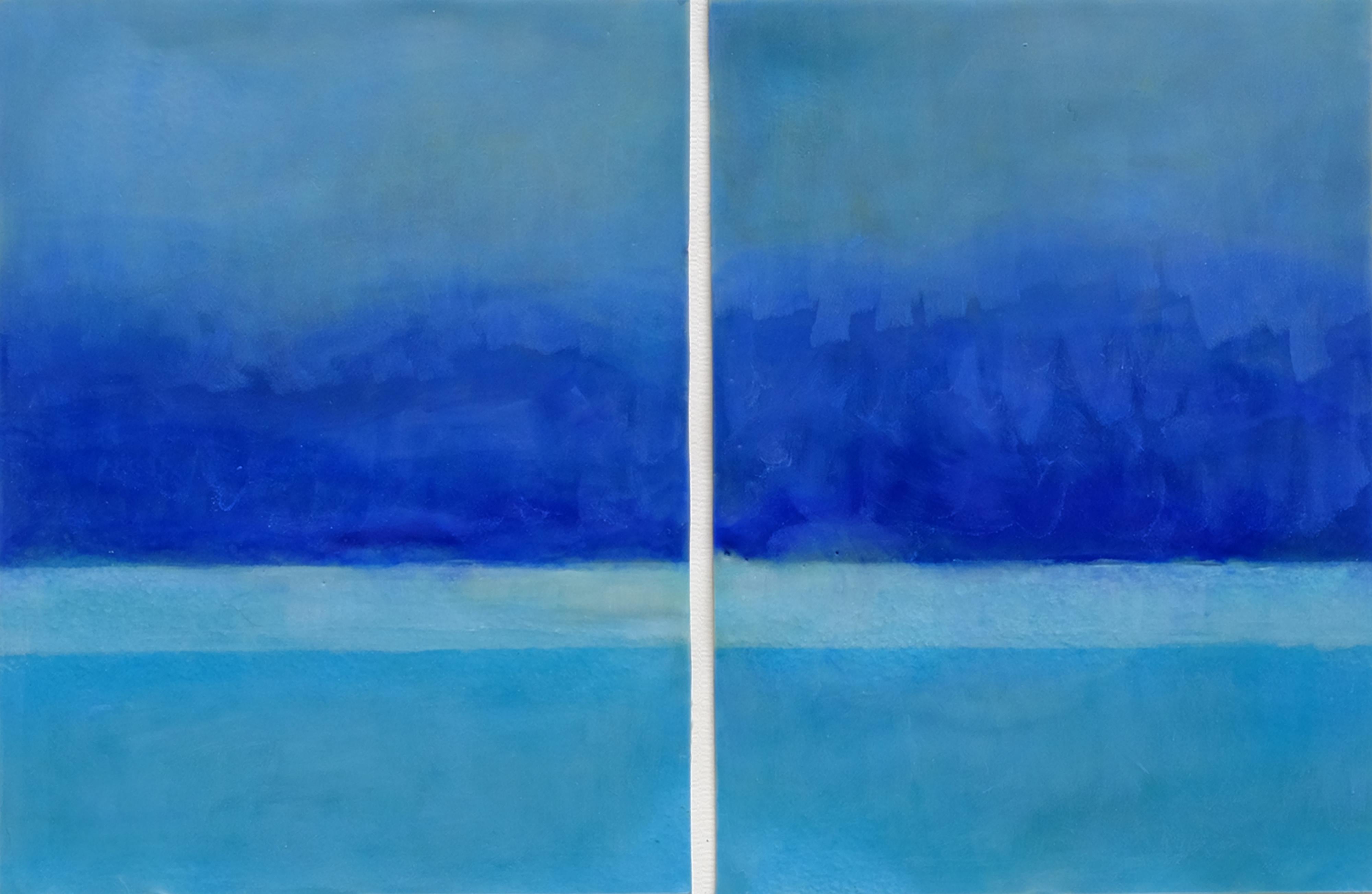 Blu di Prussia (pittura astratta) - Abstract Painting Grigio di Janise Yntema