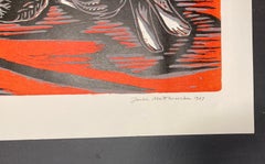 Janka Malkowska, « Coco and her Kittens II », 1987, grande gravure sur bois, signée