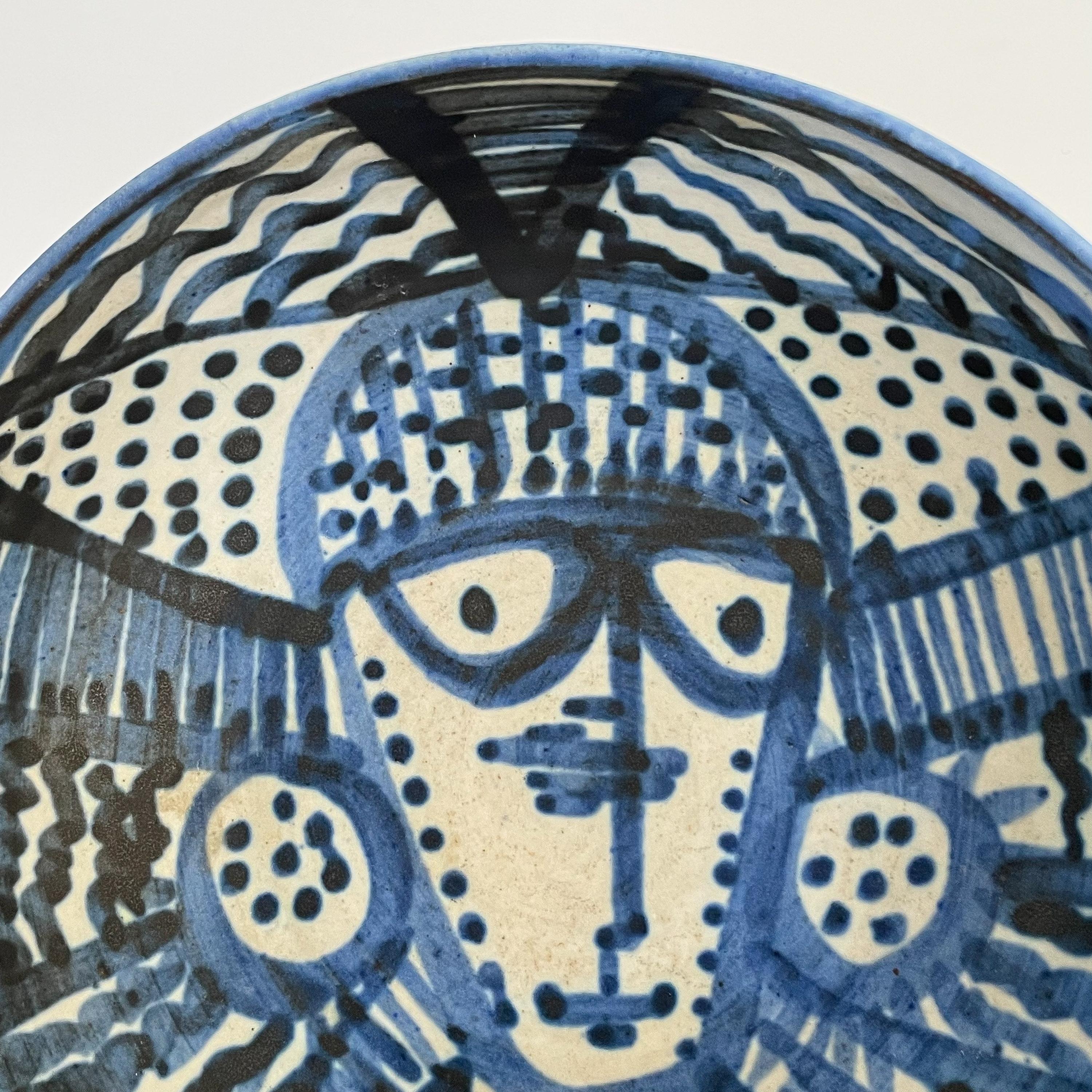 Janka McClatchey Blue Glazed Abstract Ceramic Bowl 4