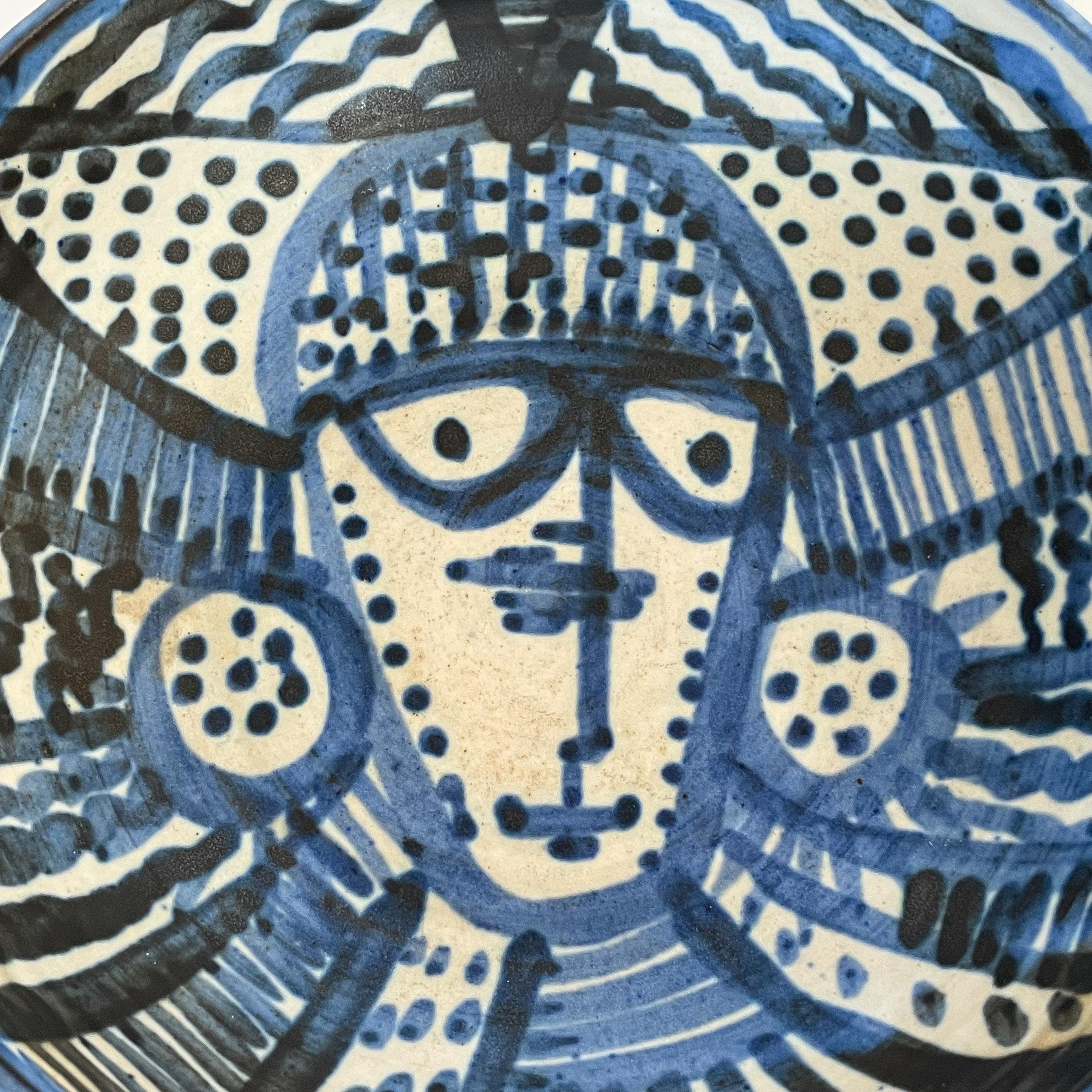 Janka McClatchey Blue Glazed Abstract Ceramic Bowl 5