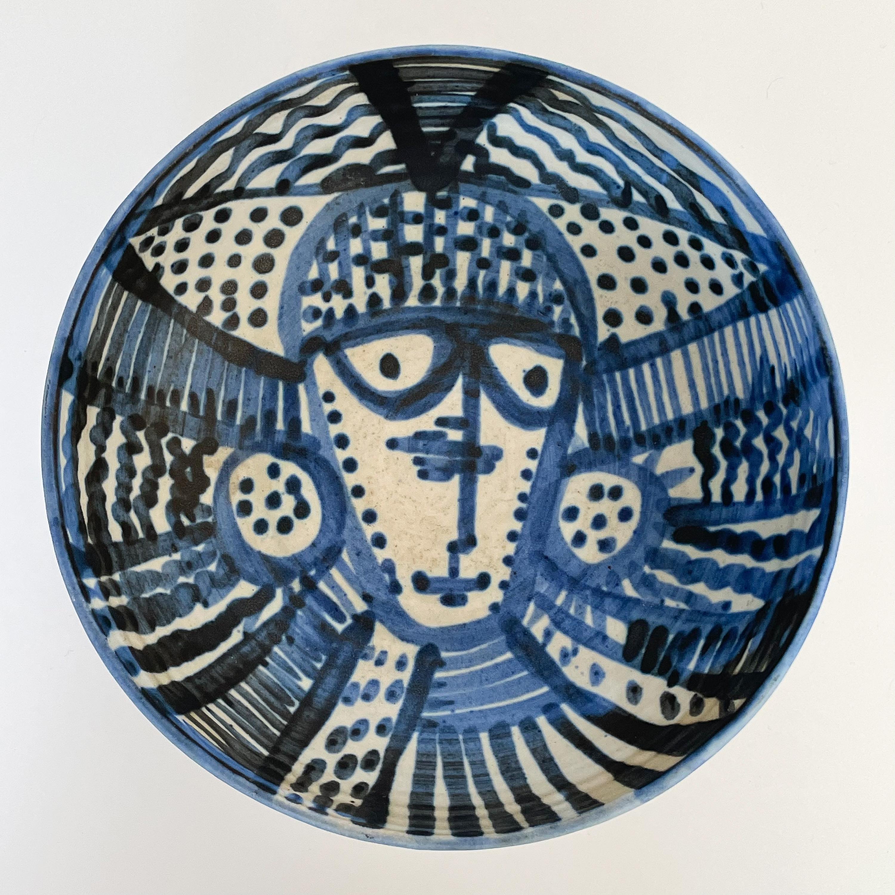 Janka McClatchey Blue Glazed Abstract Ceramic Bowl 7