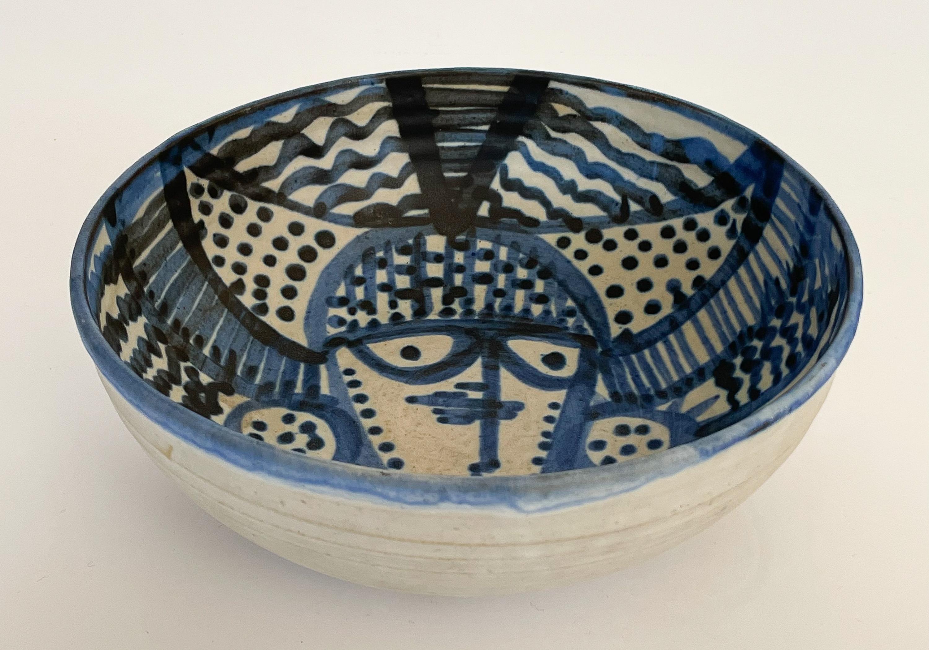 Janka McClatchey Blue Glazed Abstract Ceramic Bowl In Good Condition In Chicago, IL