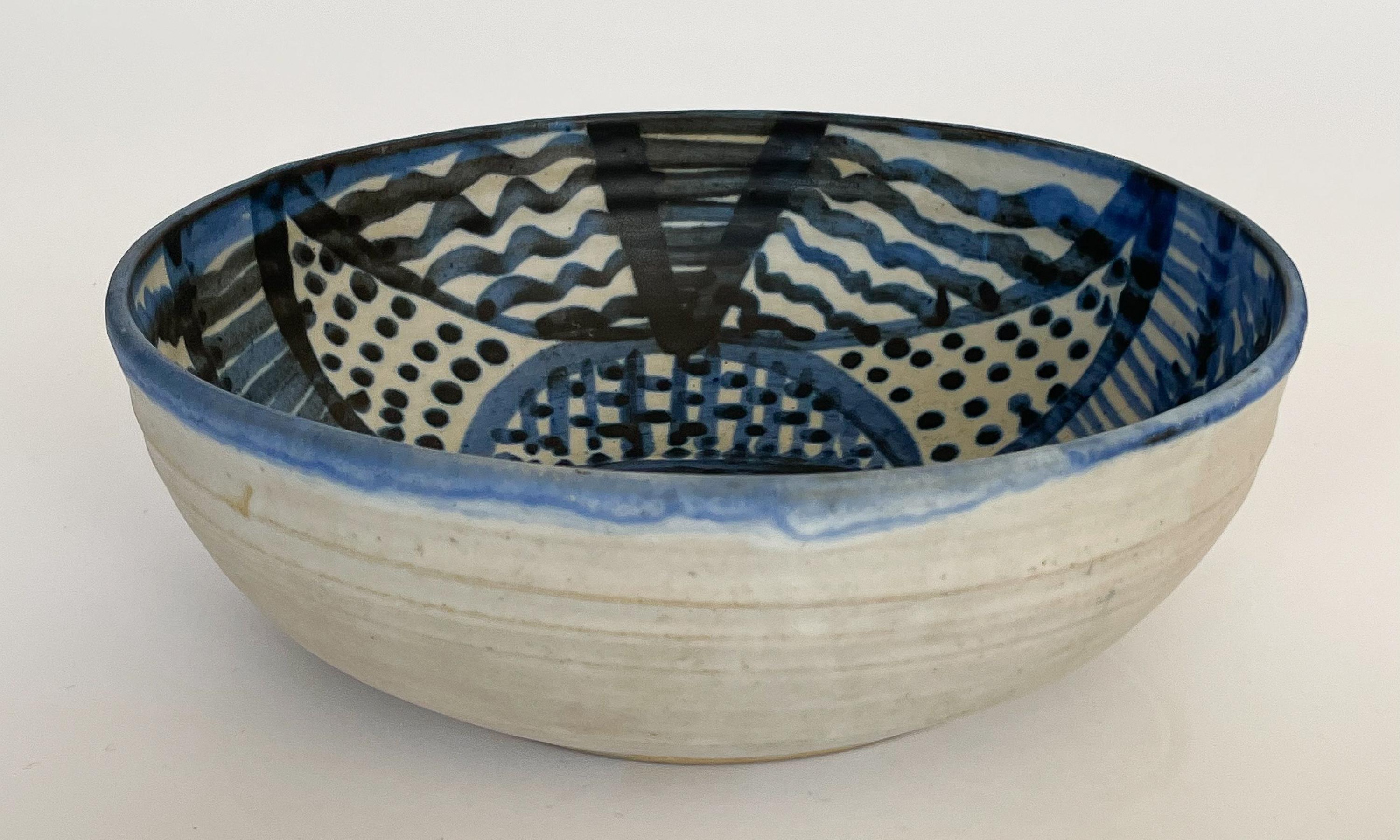 Mid-20th Century Janka McClatchey Blue Glazed Abstract Ceramic Bowl