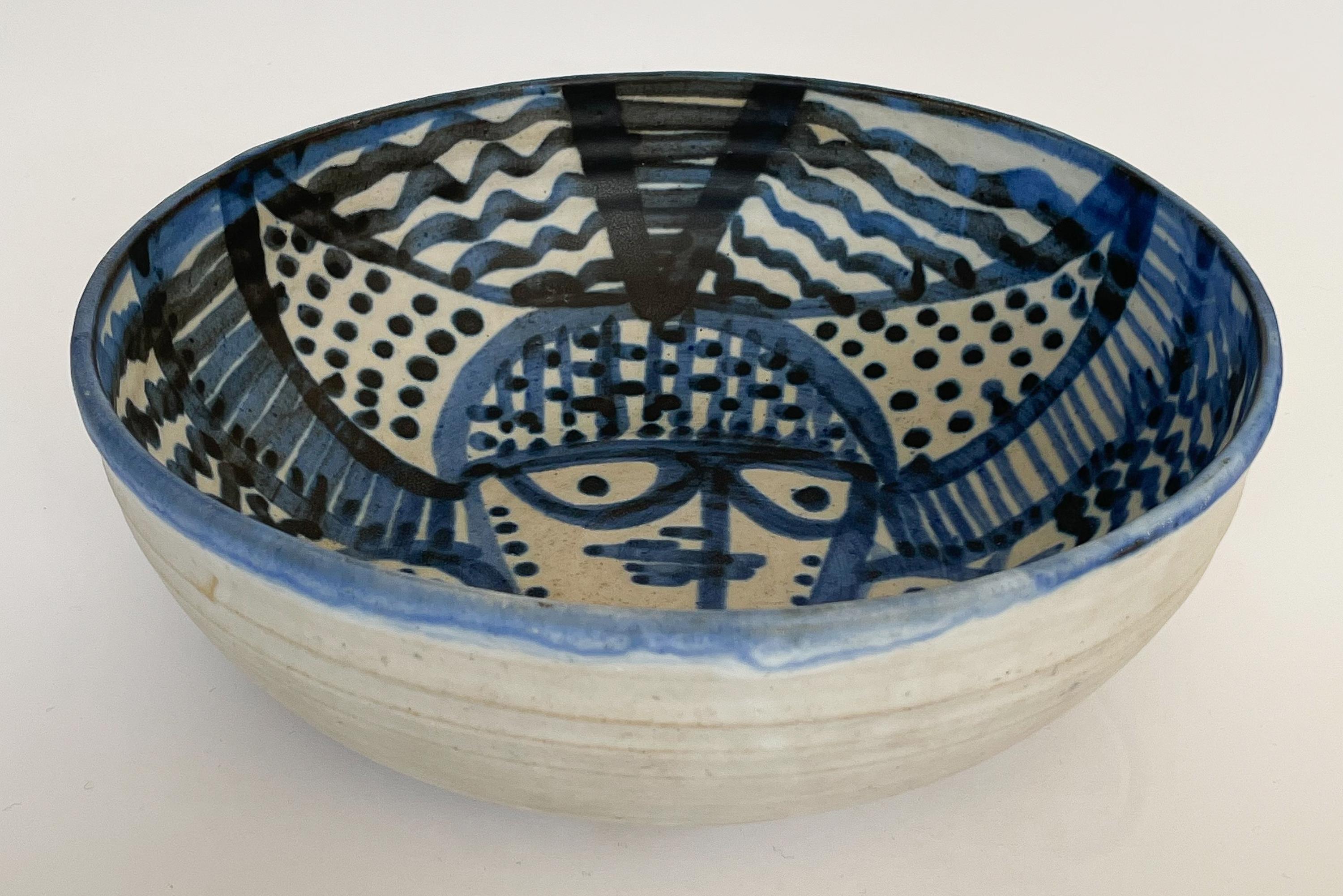 Janka McClatchey Blue Glazed Abstract Ceramic Bowl 1