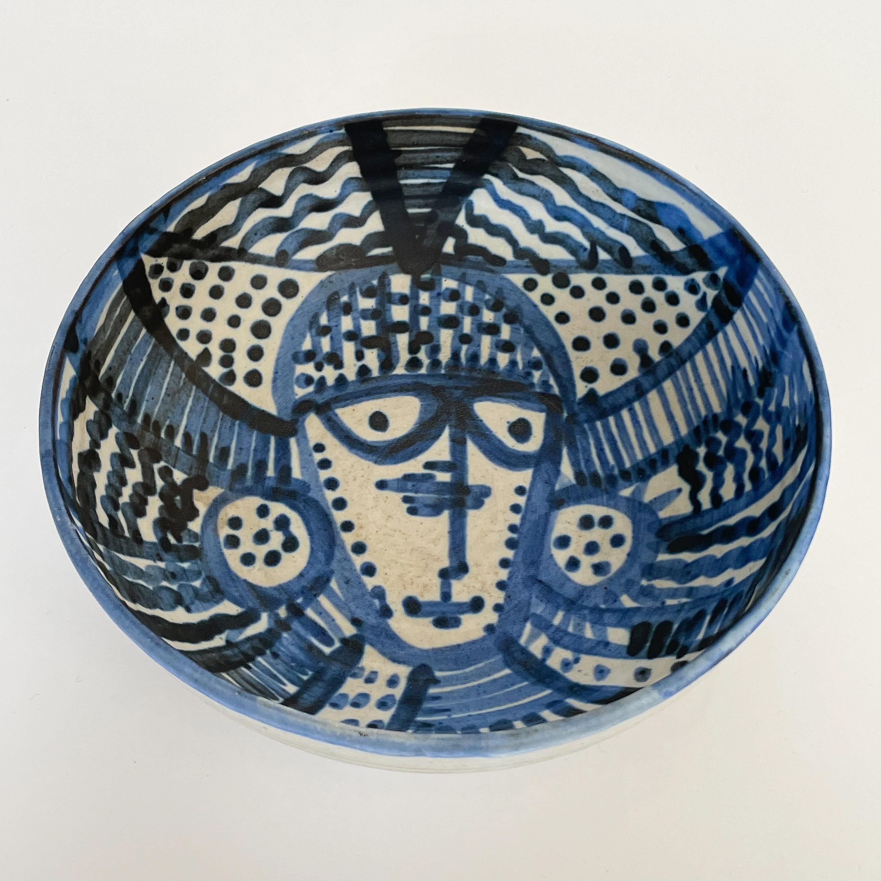 Janka McClatchey Blue Glazed Abstract Ceramic Bowl 2