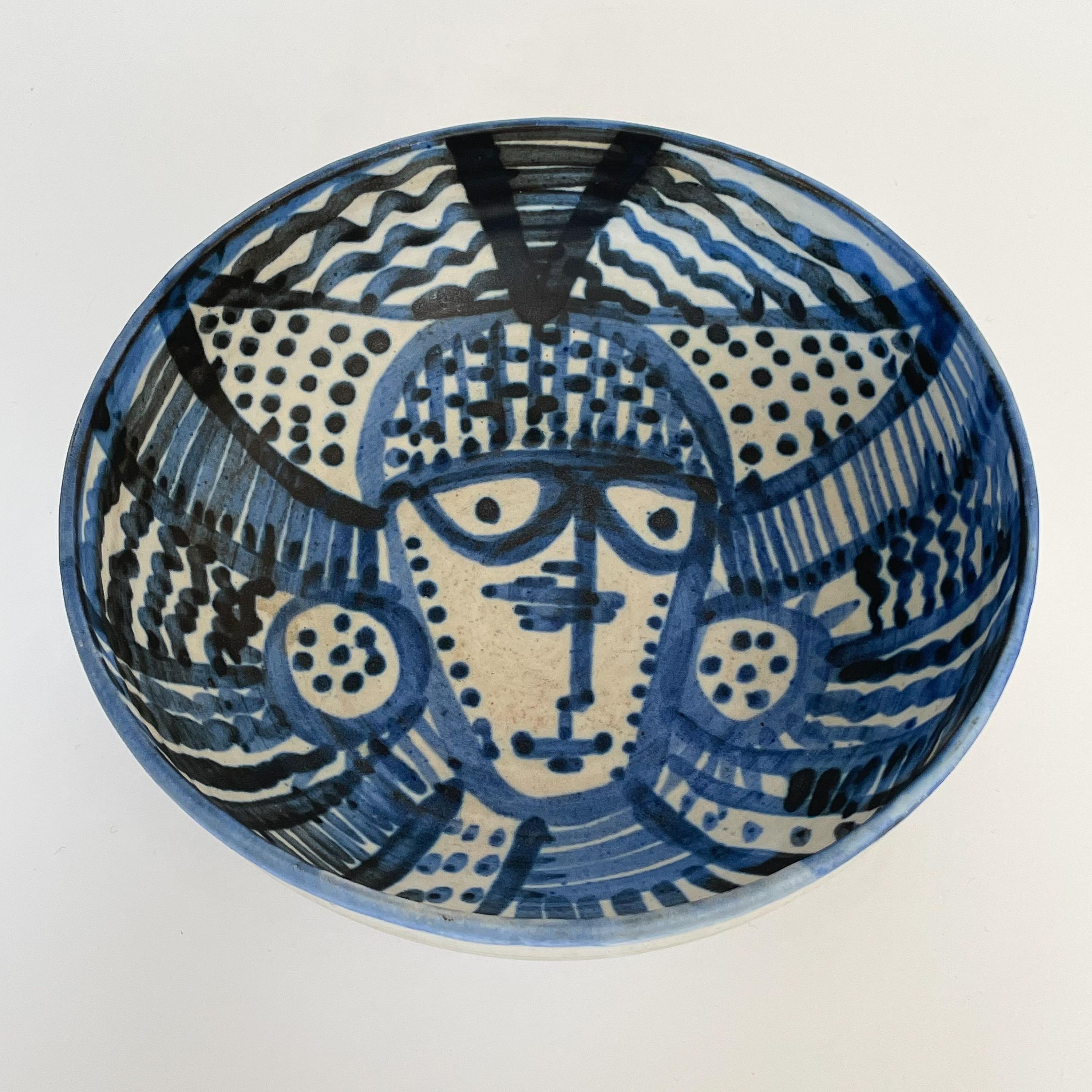 Janka McClatchey Blue Glazed Abstract Ceramic Bowl 3