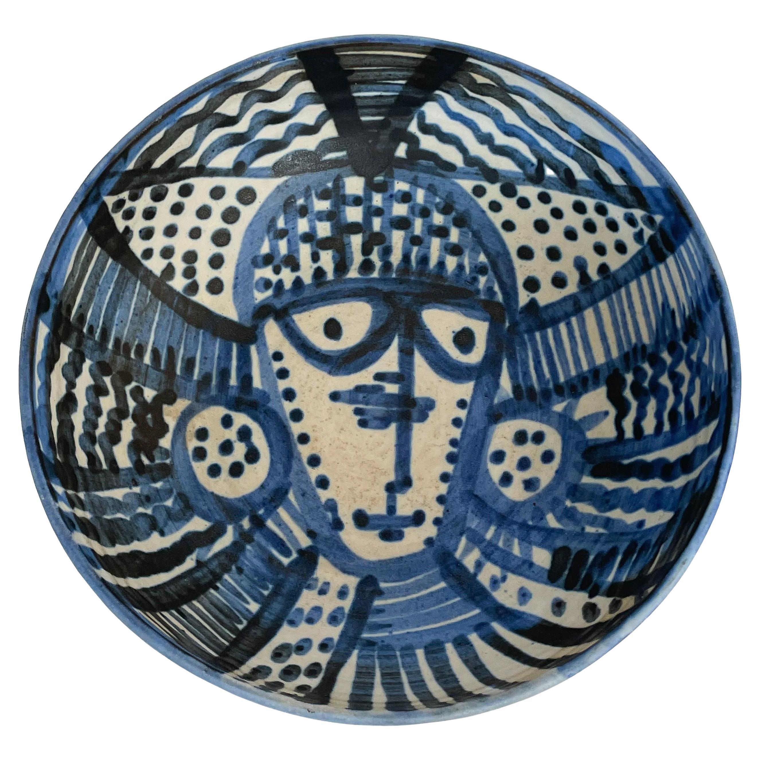 Janka McClatchey Blue Glazed Abstract Ceramic Bowl