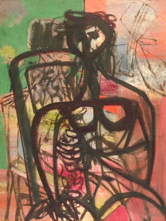 Figure peinture à l'huile par Jankel Adler artiste polonais