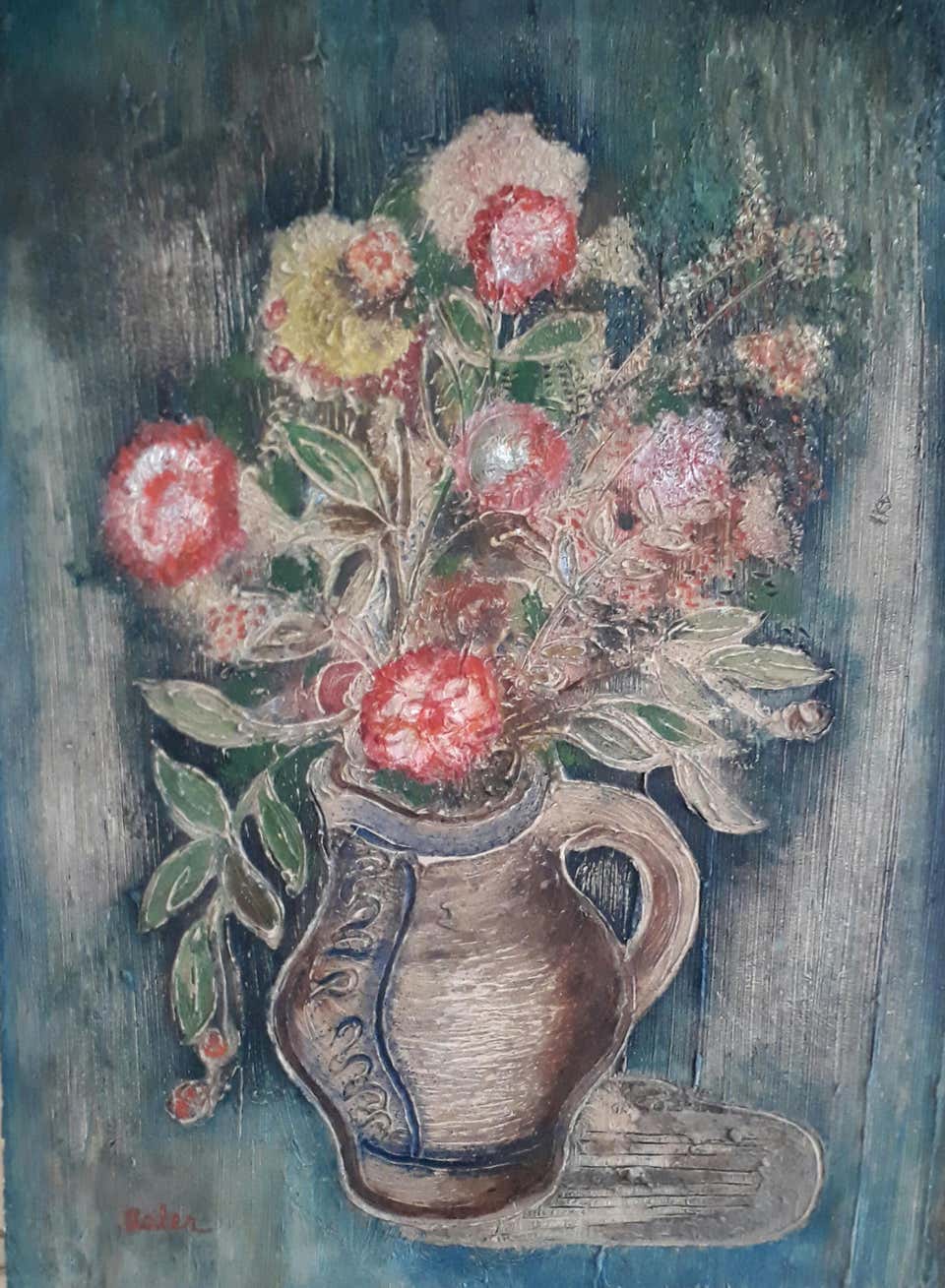 Terracota Vase of Flowers - Polish British 1920s Art