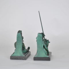 Janle / Max Le Verrier, Pair of Don Quixote Bookends, Art Deco, XXth Century