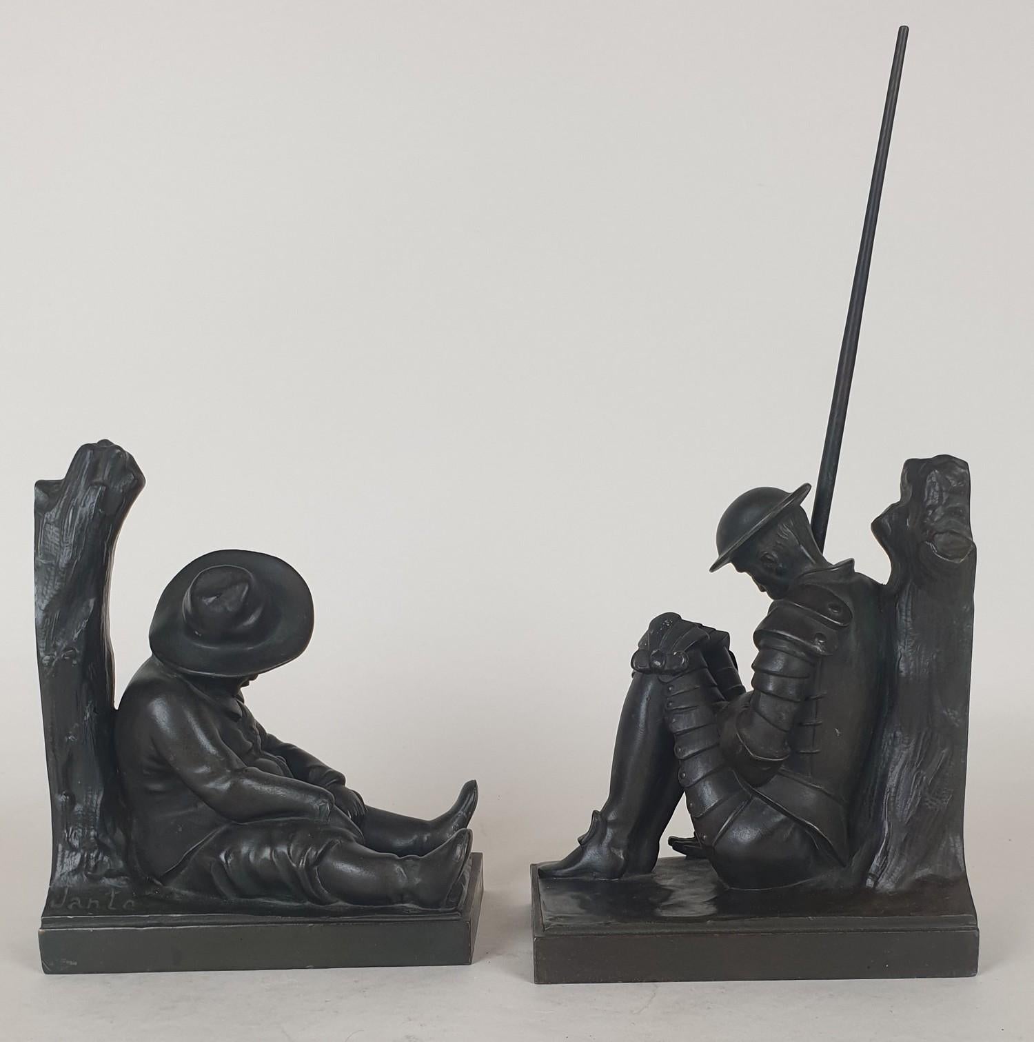 Art déco Paire de serre-livres Don Quixote de Janle / Max Le Verrier, Art Déco, XXe siècle