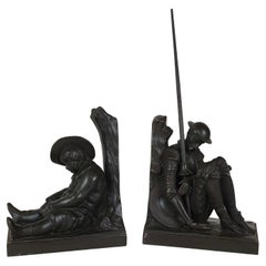 Janle / Max Le Verrier, Pair of Don Quixote Bookends, Art Deco, 20th Century