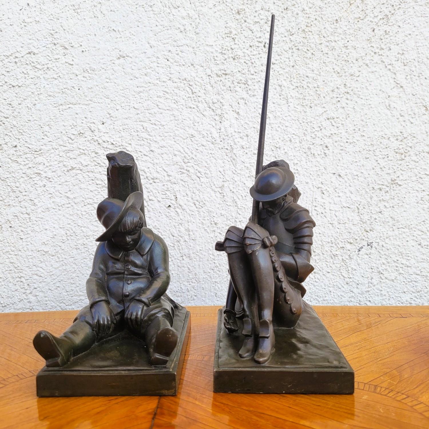 20ième siècle Janle / Max Le Verrier, Paire De Serre-livres Don Quichotte, Art Déco, XXème Siè en vente