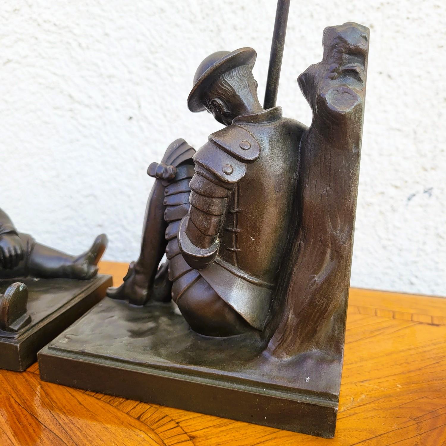 Janle / Max Le Verrier, Paire De Serre-livres Don Quichotte, Art Déco, XXème Siè en vente 2