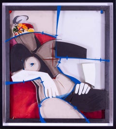 Rare collage technique mixte original signé Jann Haworth, américain/britannique