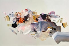 A Freshly Whipped Whiff of Light, Abstract Painting Gray, Brown, Yellow Ochre