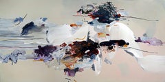 Running In My Mind, Large Multicolored Abstract Painting Peach, Ivory, Burgundy