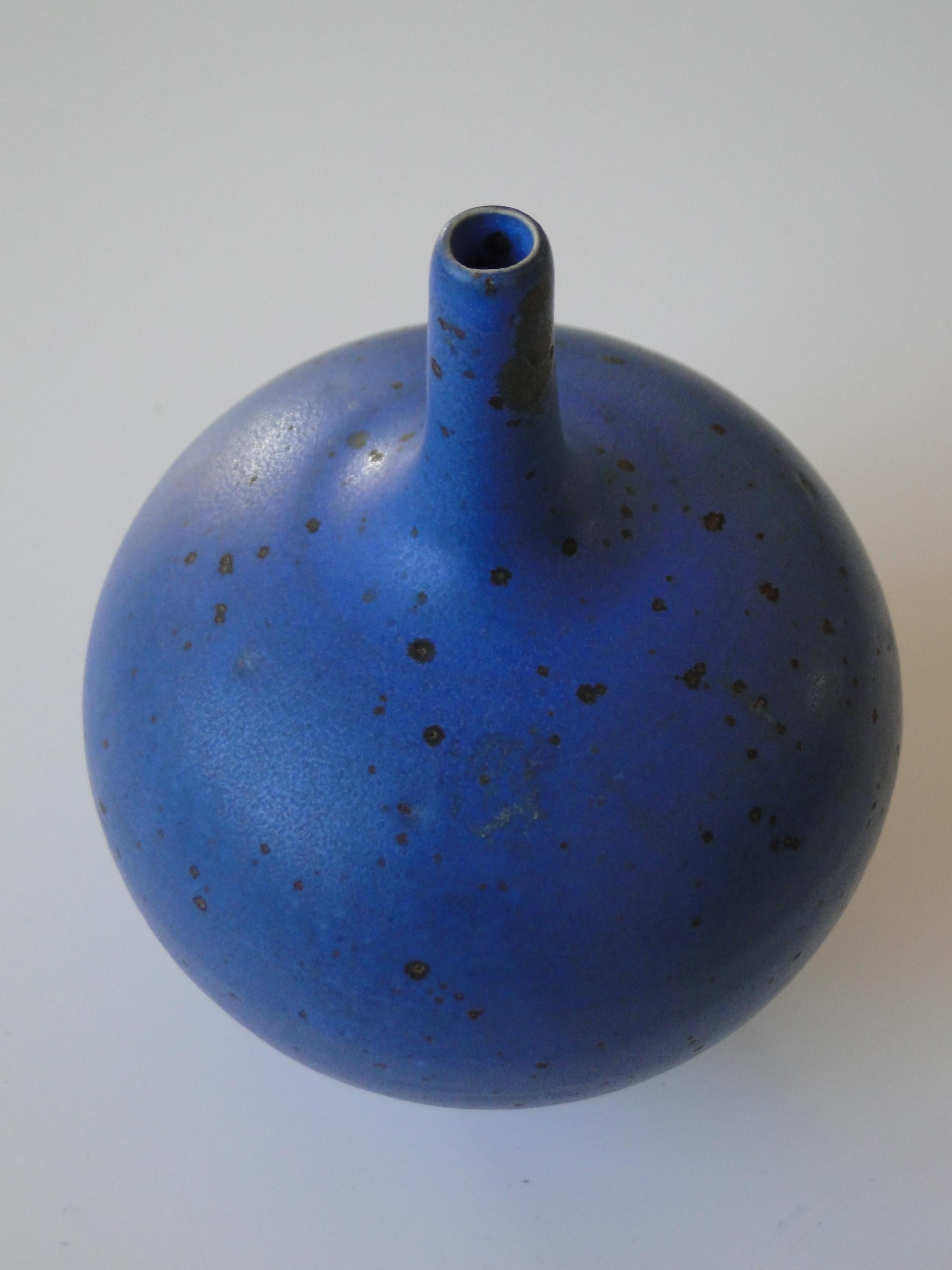 Mid-Century Modern Janne Fagerfäldt Bleue Ceramic Boule Limhamn Sweden Ruelland Jouve Capron For Sale