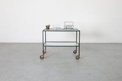 Janni van Pelt Attributed Minimalist Bar Cart with Reeded Glass, 1960s
