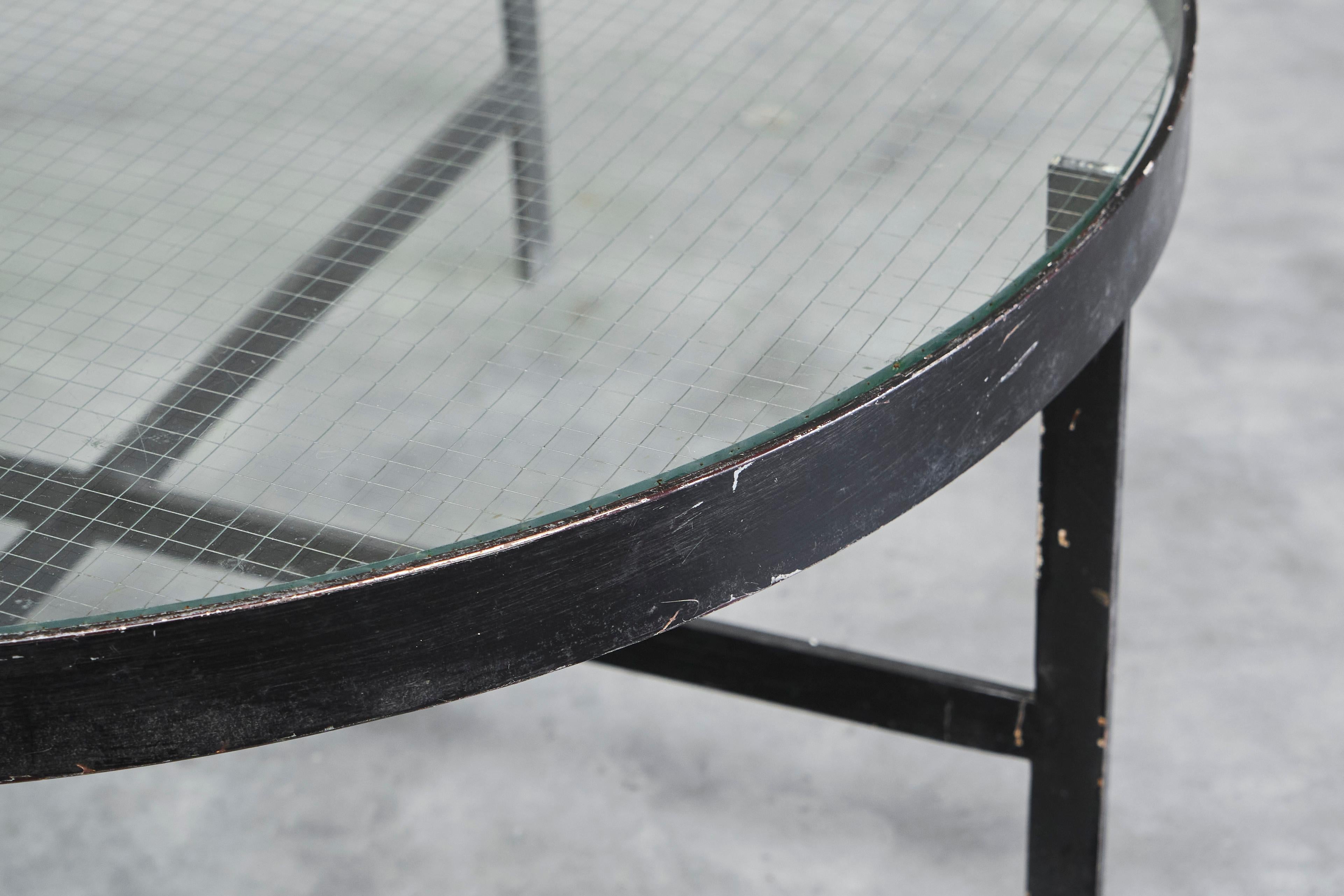 Janni van Pelt Coffee Table in Patinated Metal and Glass The Netherlands 1950s For Sale 3