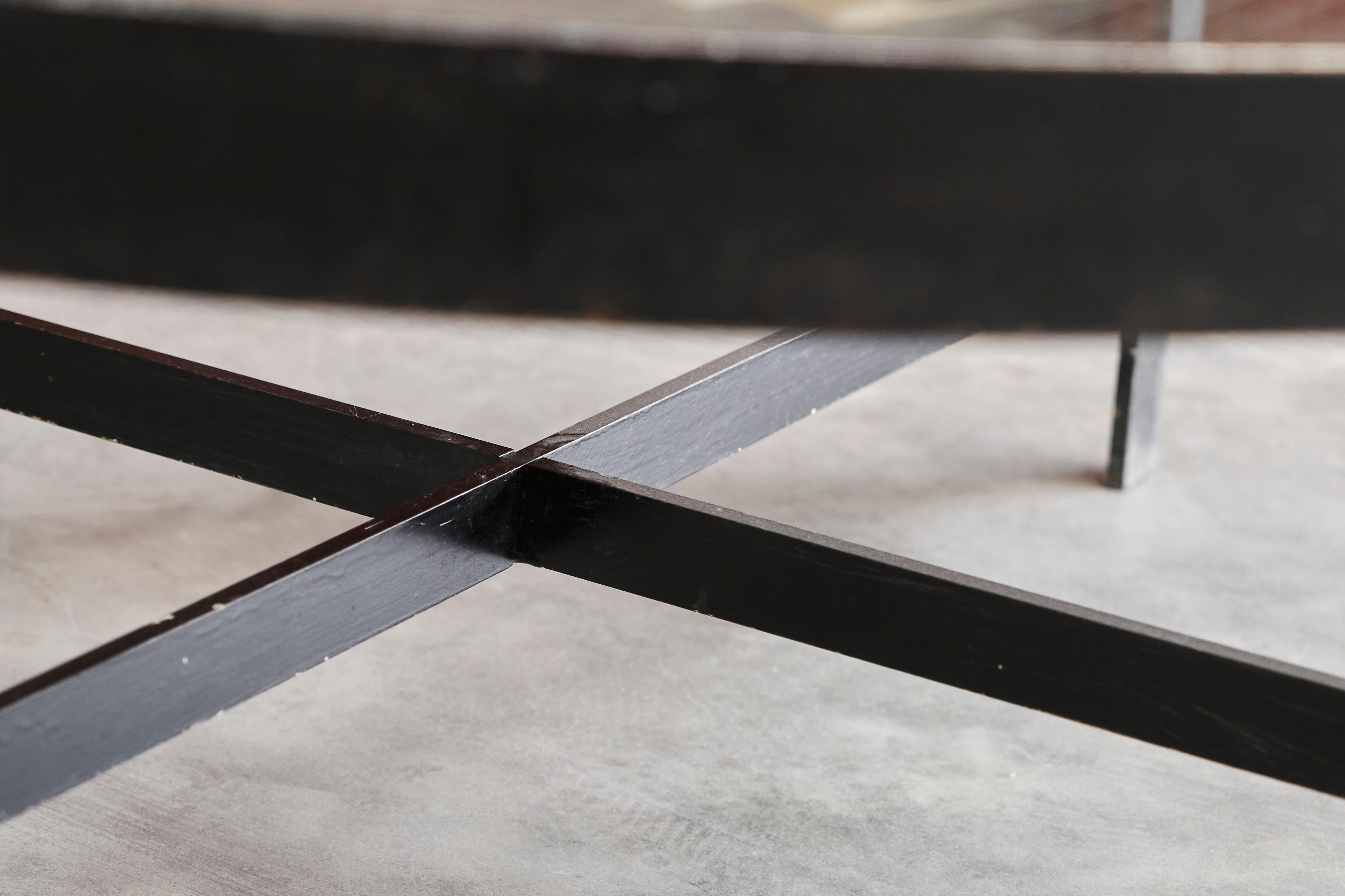 Janni van Pelt Coffee Table in Patinated Metal and Glass The Netherlands 1950s For Sale 4