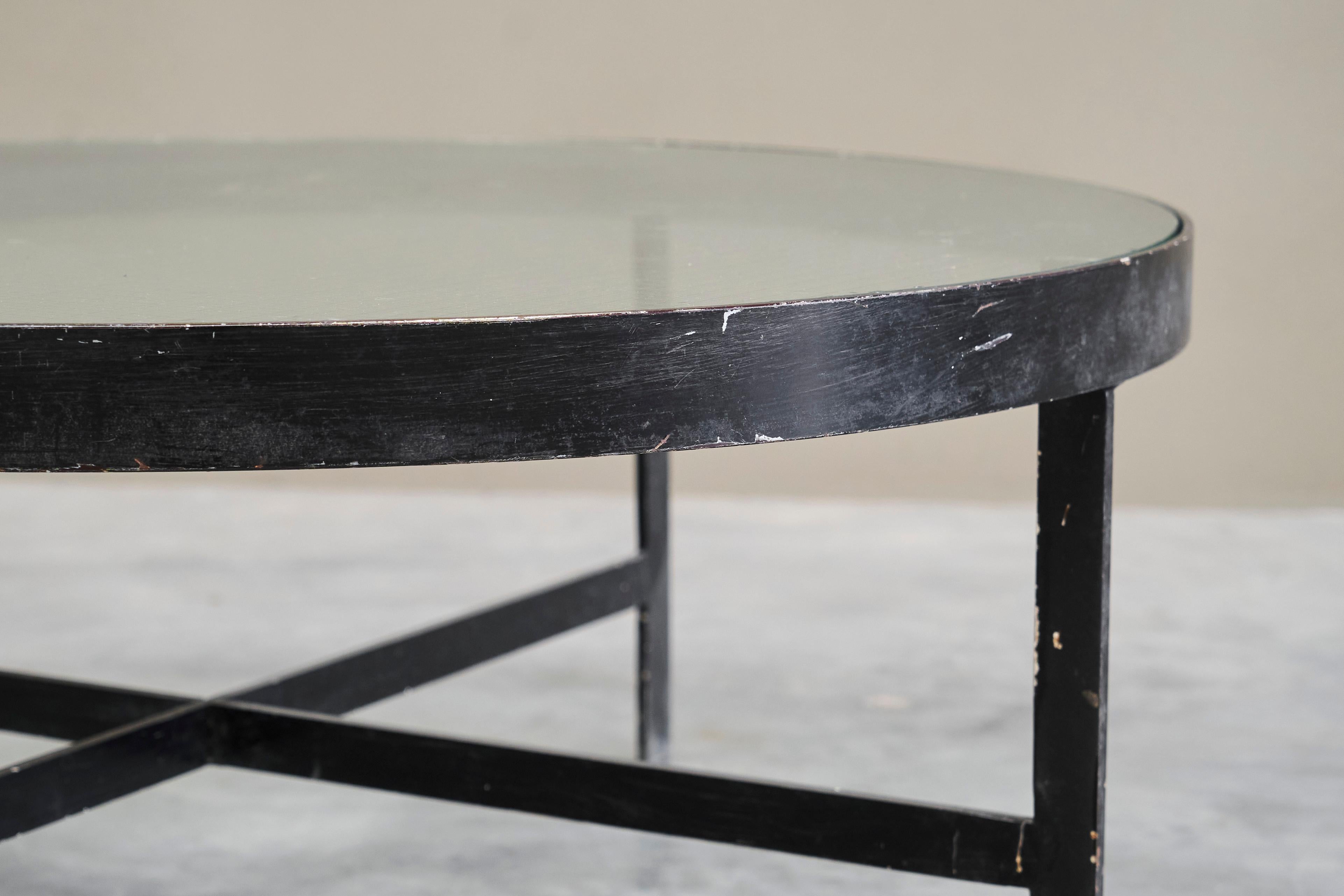 Janni van Pelt Coffee Table in Patinated Metal and Glass The Netherlands 1950s For Sale 6