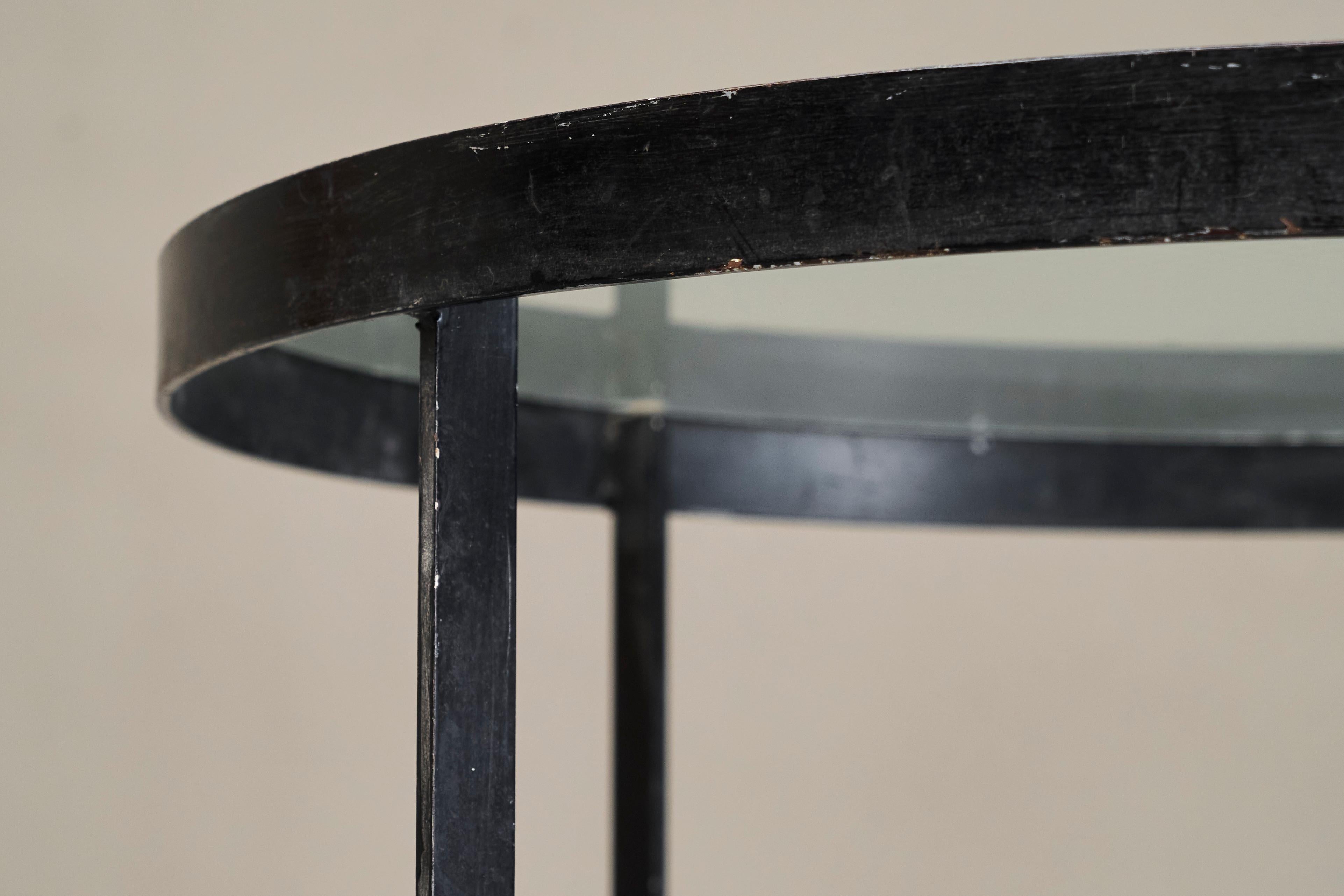Janni van Pelt Coffee Table in Patinated Metal and Glass The Netherlands 1950s For Sale 8