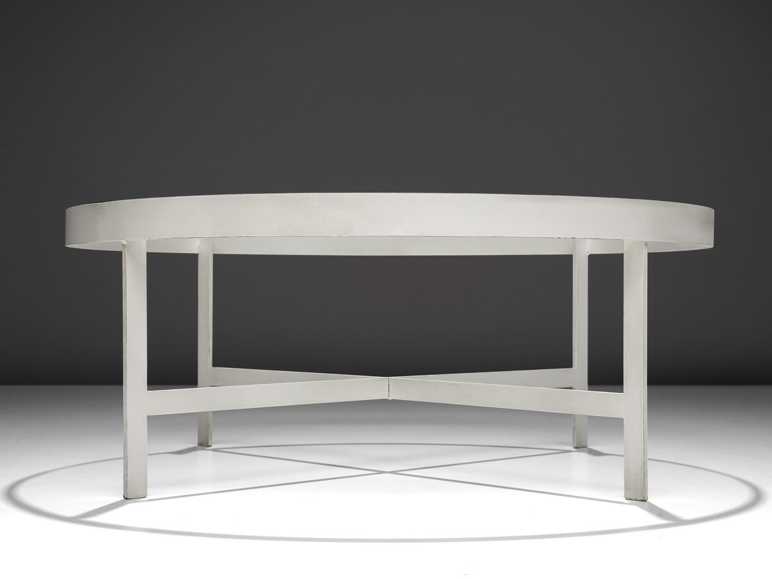 Mid-20th Century Janni Van Pelt Coffee Table in White Steel and Glass