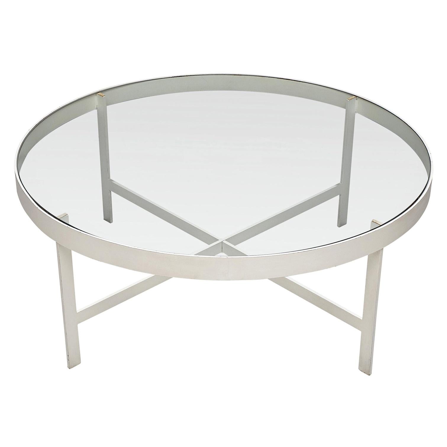 Janni Van Pelt Coffee Table in White Steel and Glass