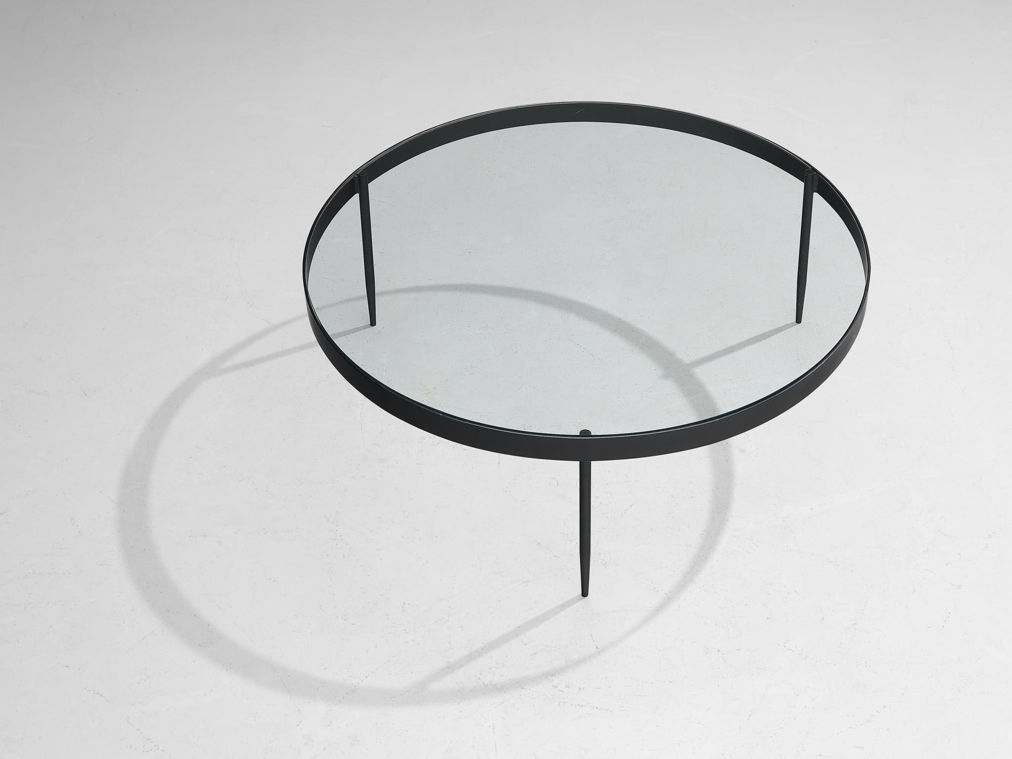 Janni Van Pelt, runder Couchtisch aus schwarzem Metall und Glas (Niederländisch) im Angebot