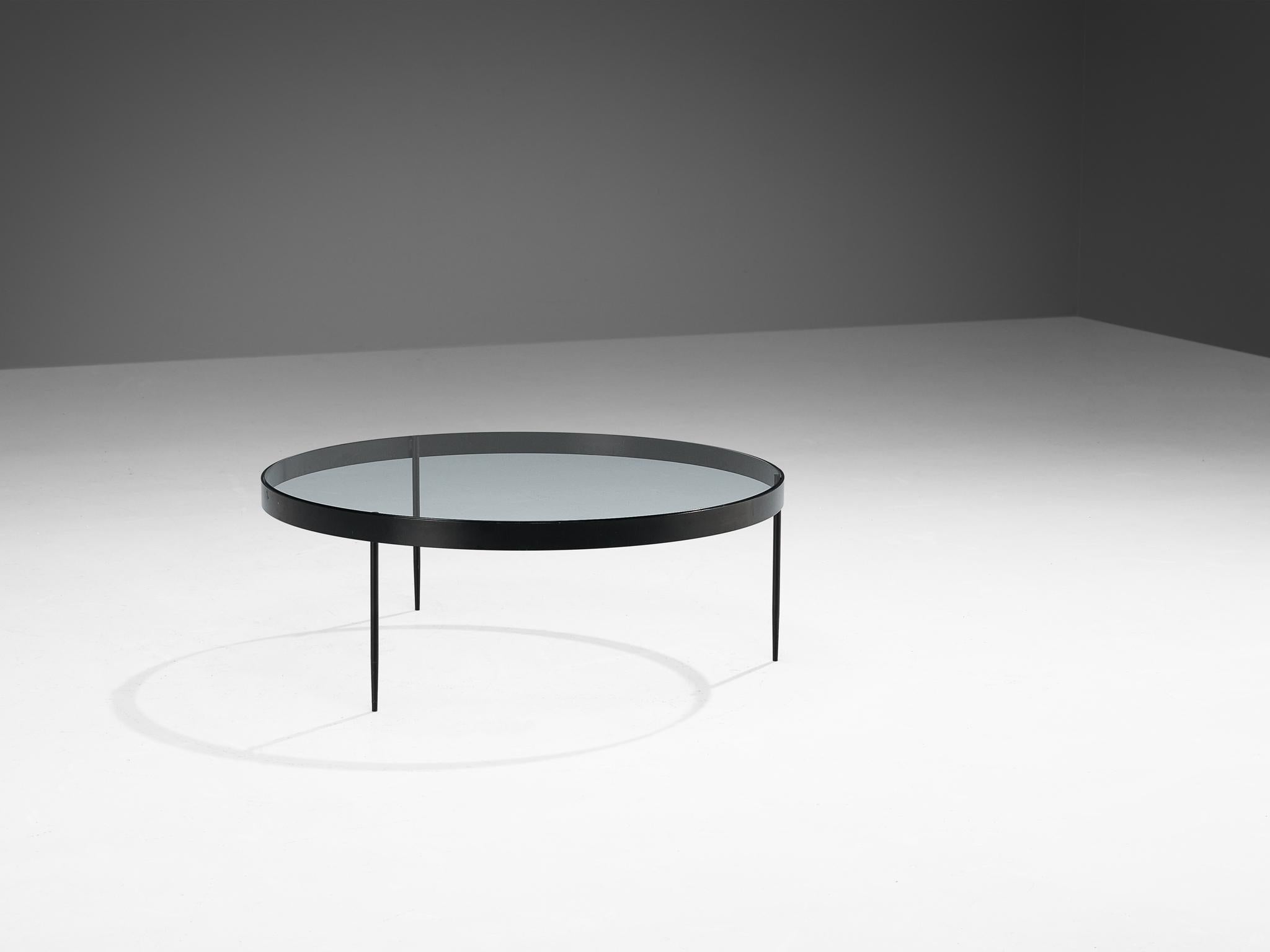 Janni Van Pelt Round Coffee Table in Black Metal and Glass  For Sale 1