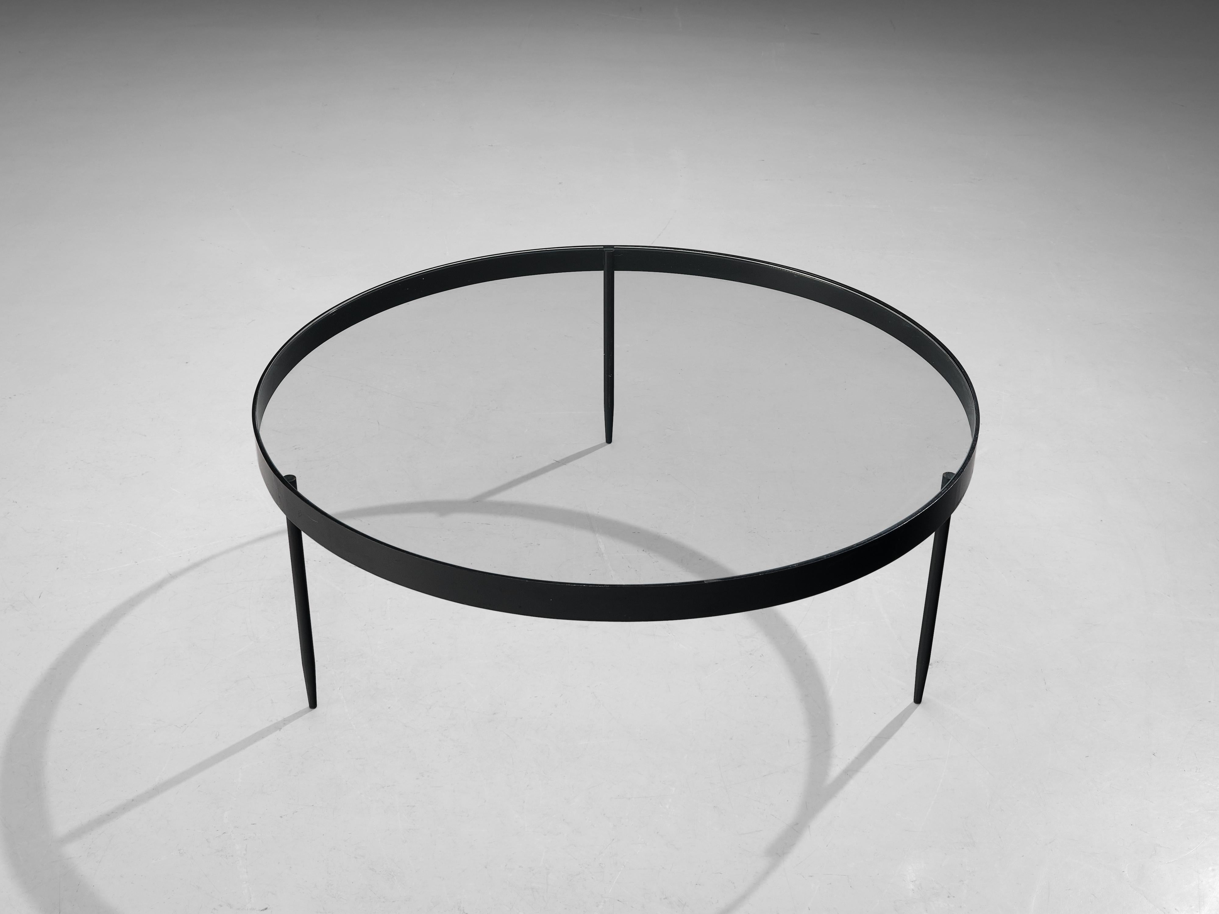 Janni Van Pelt Round Coffee Table in Black Metal and Glass 3