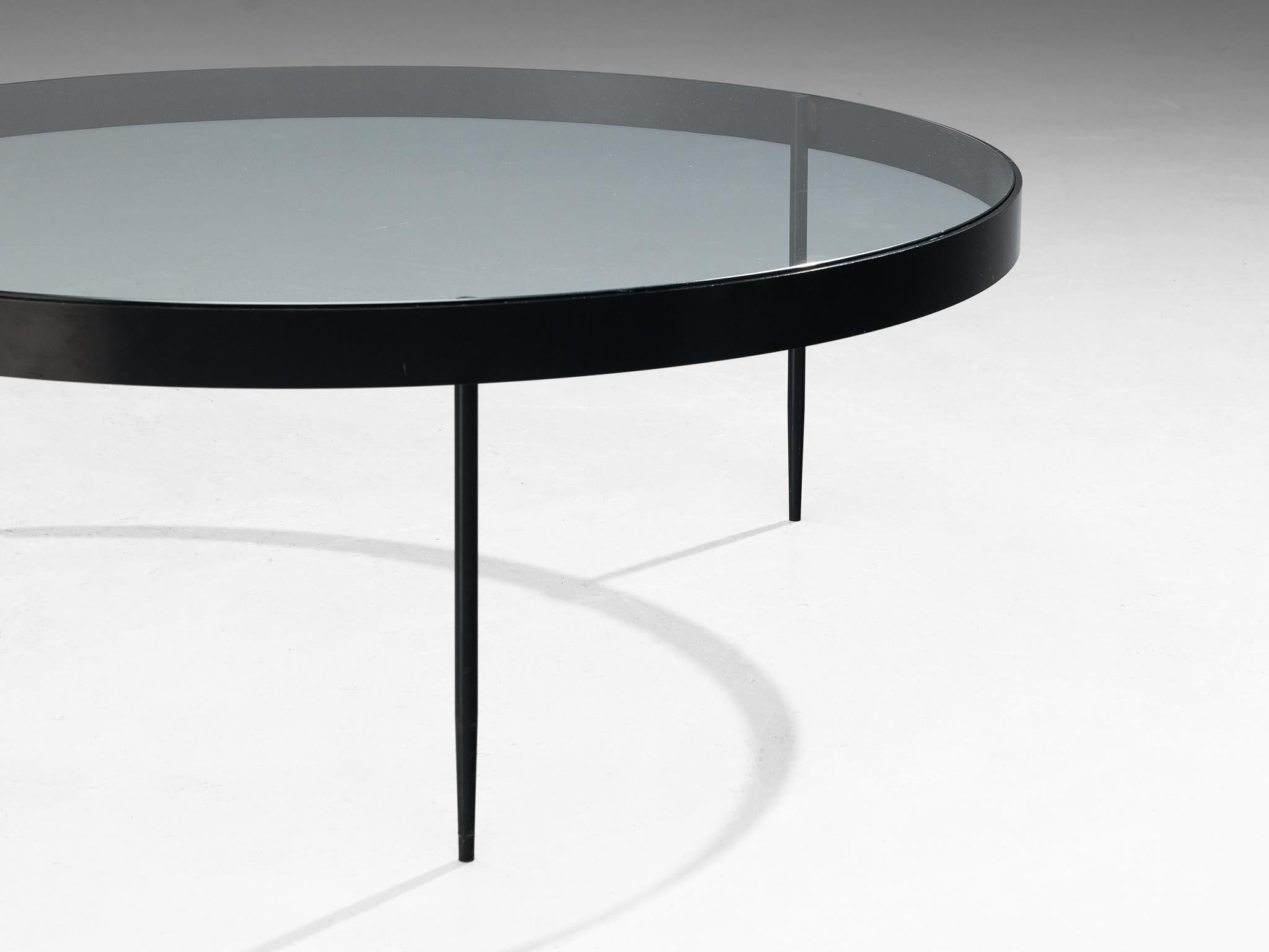 Janni Van Pelt Round Coffee Table in Black Metal and Glass  For Sale 3