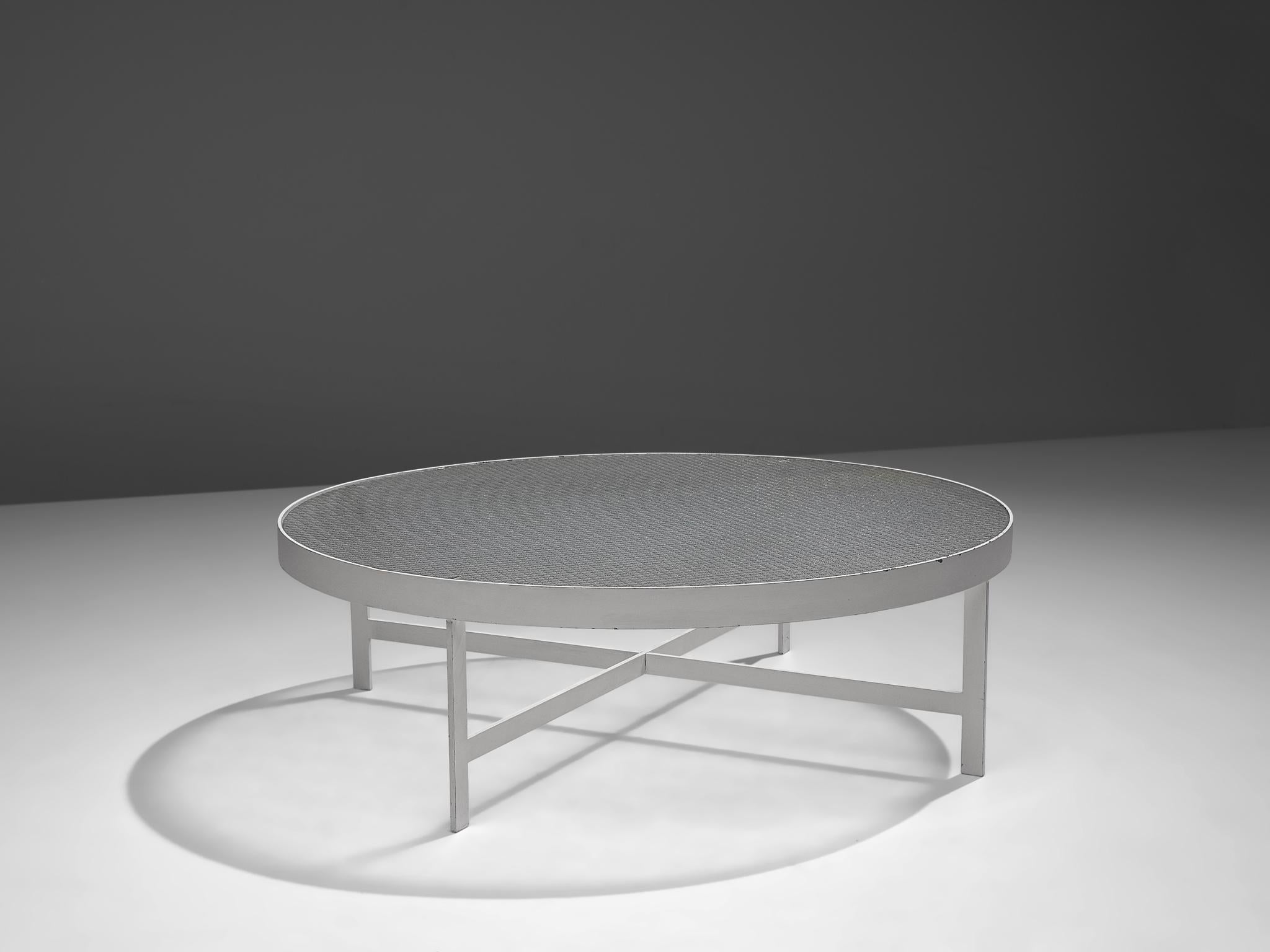 Mid-Century Modern Janni Van Pelt Round Coffee Table in Metal and Glass