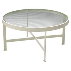 Janni Van Pelt Round Coffee Table in White Metal and Glass