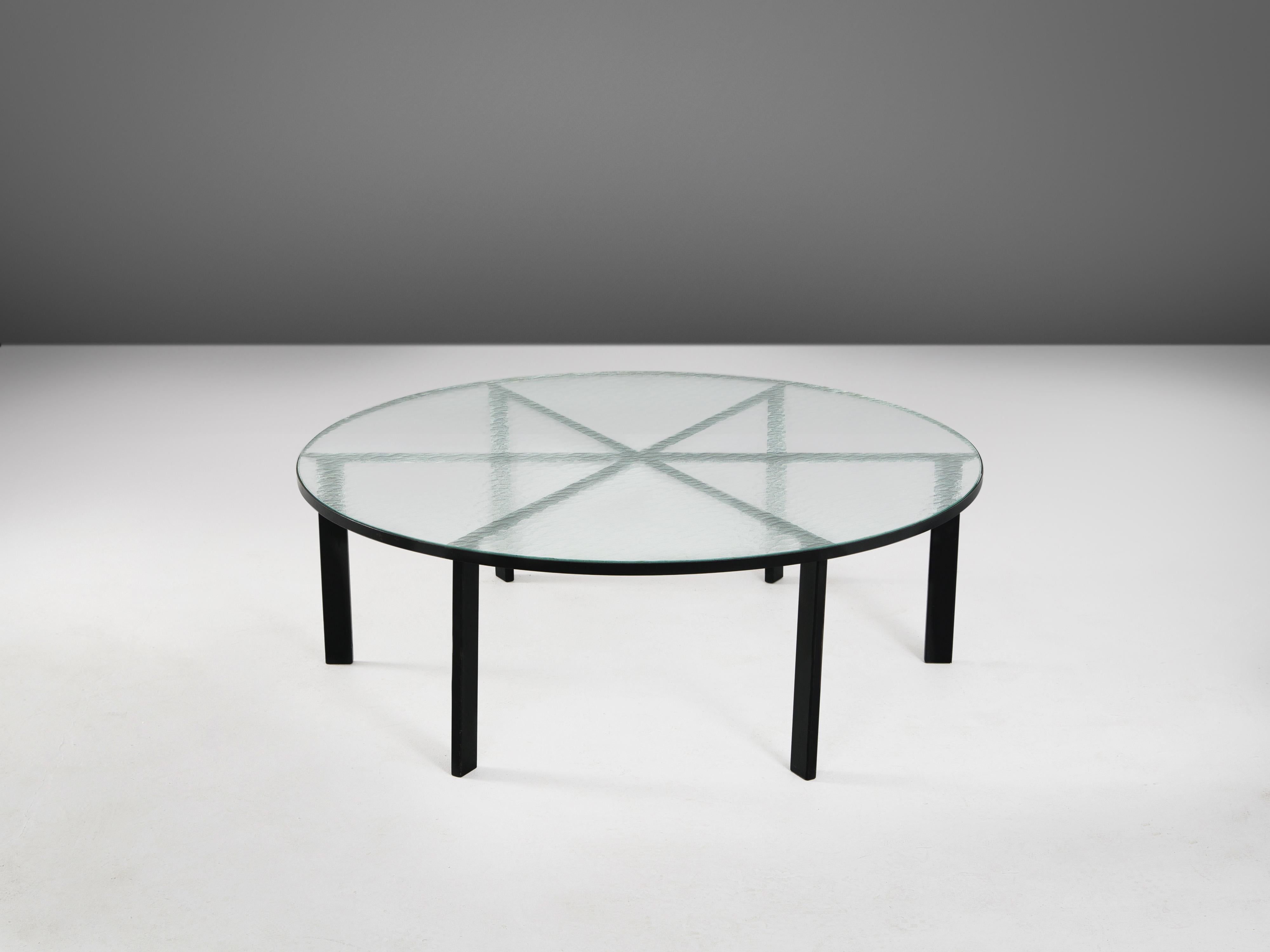Dutch Janni Van Pelt Round Coffee Table with Frosted Glass