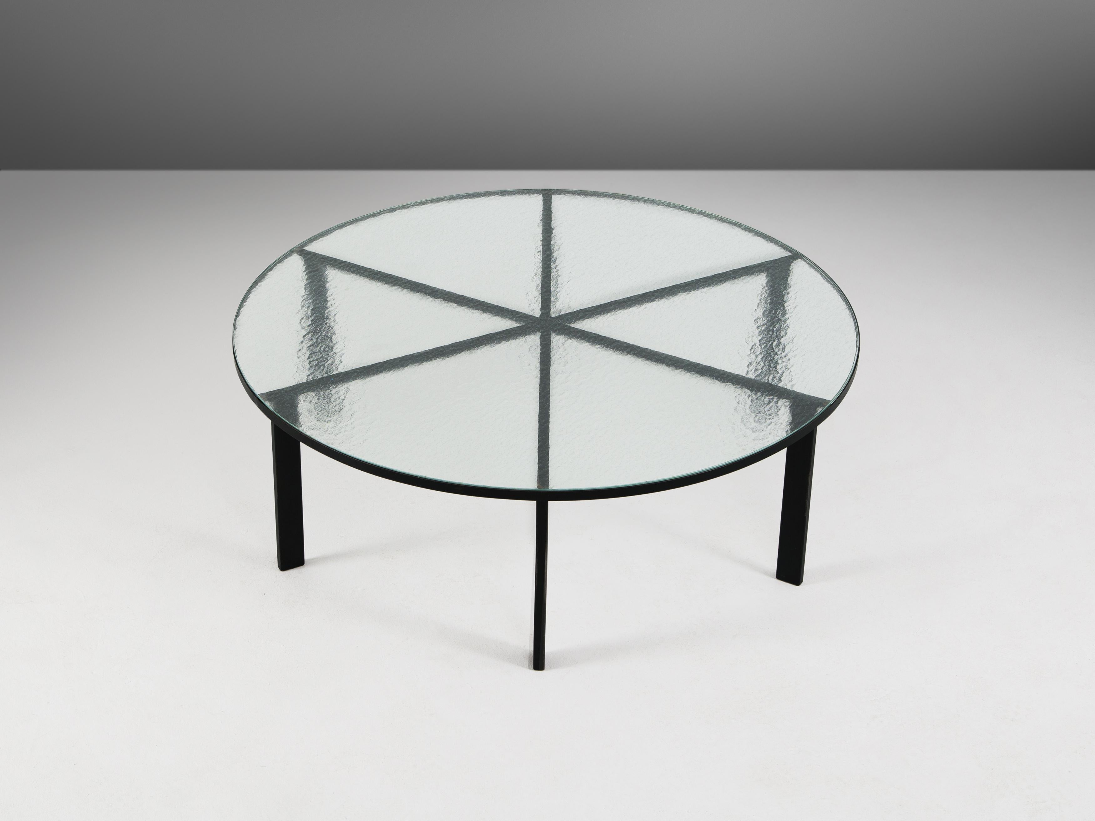 Mid-20th Century Janni Van Pelt Round Coffee Table with Frosted Glass