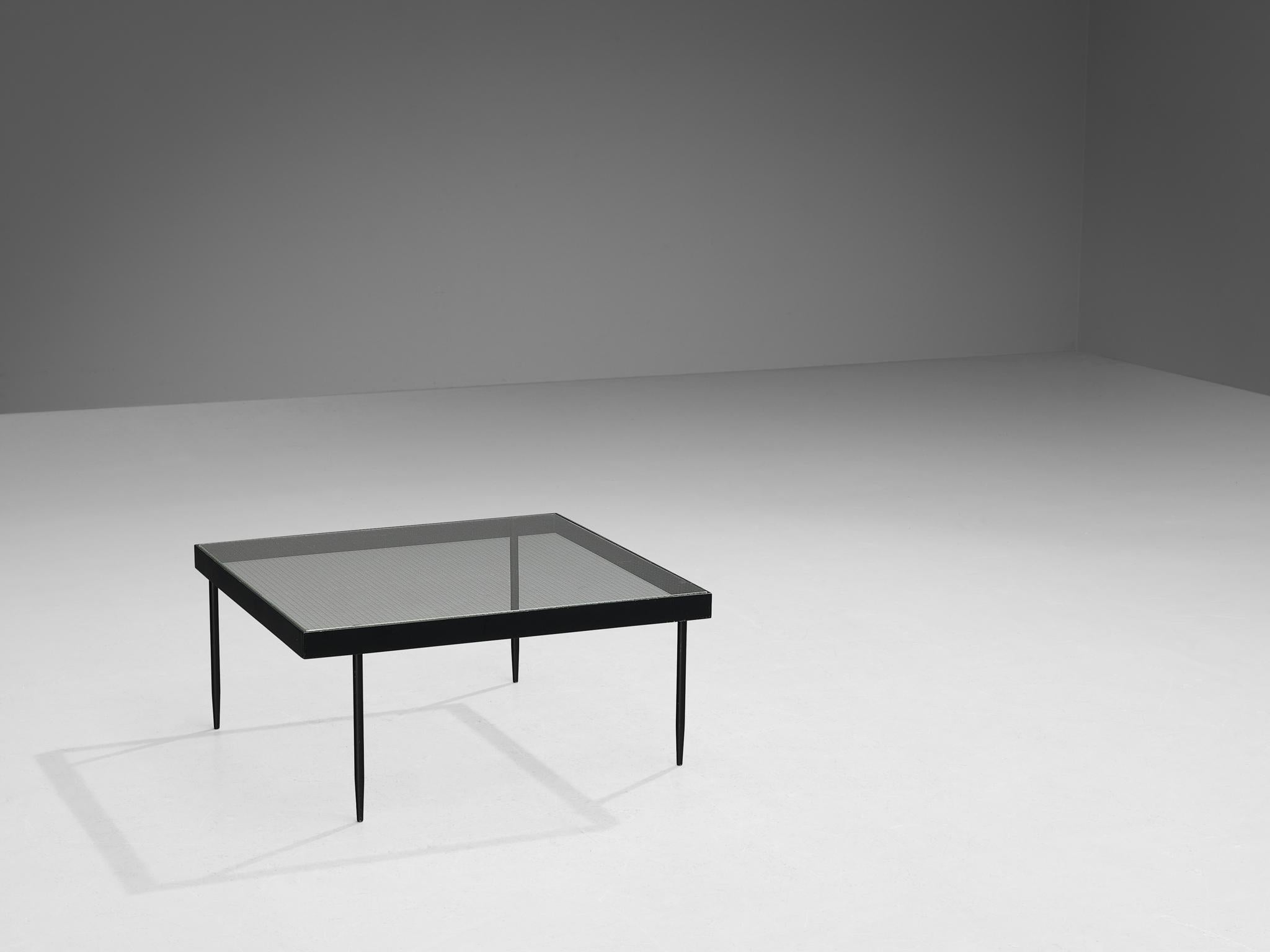 Dutch Janni van Pelt Square Coffee Table in Glass and Steel