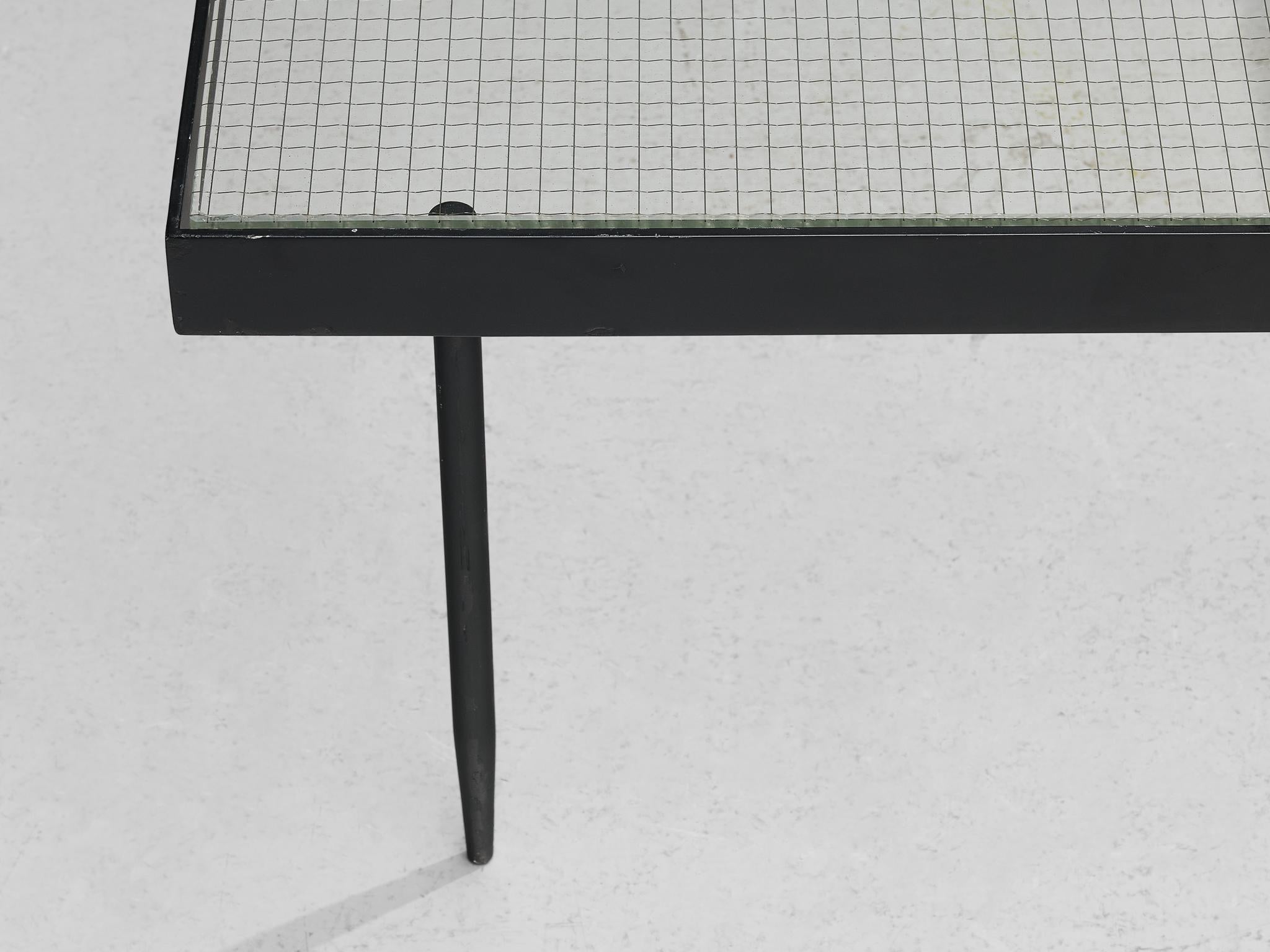 Mid-20th Century Janni van Pelt Square Coffee Table in Glass and Steel For Sale