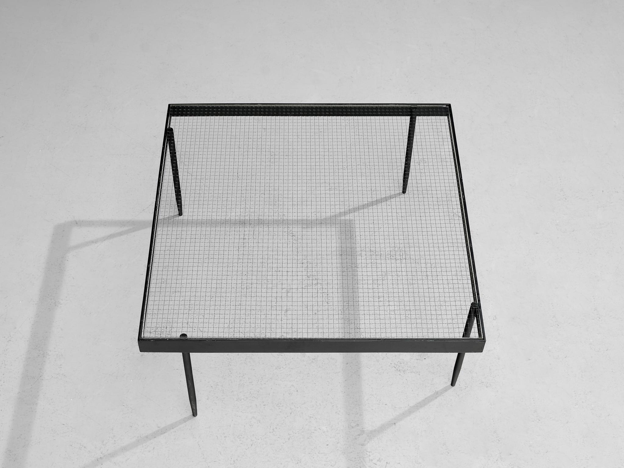 Janni van Pelt Square Coffee Table in Glass and Steel For Sale 1