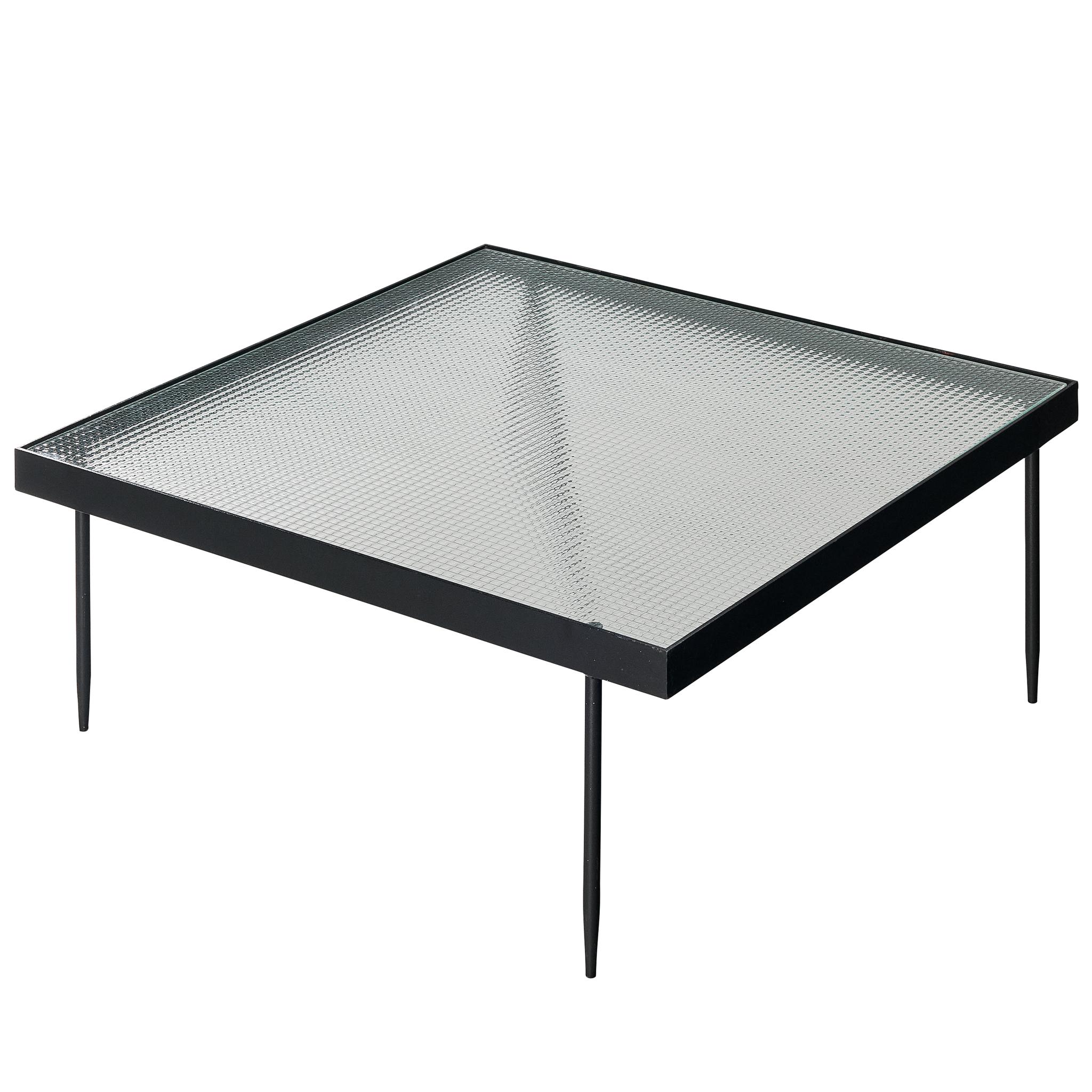 Mesa de centro «Janni van Pelt Square» de cristal alambreado y acero