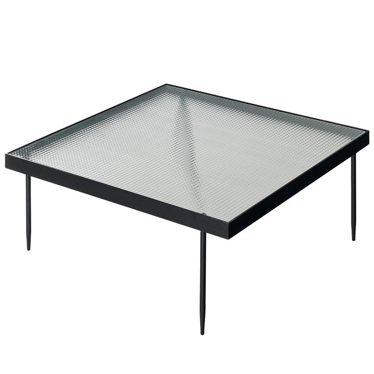 Janni van Pelt Square Coffee Table in Wired Glass and Steel