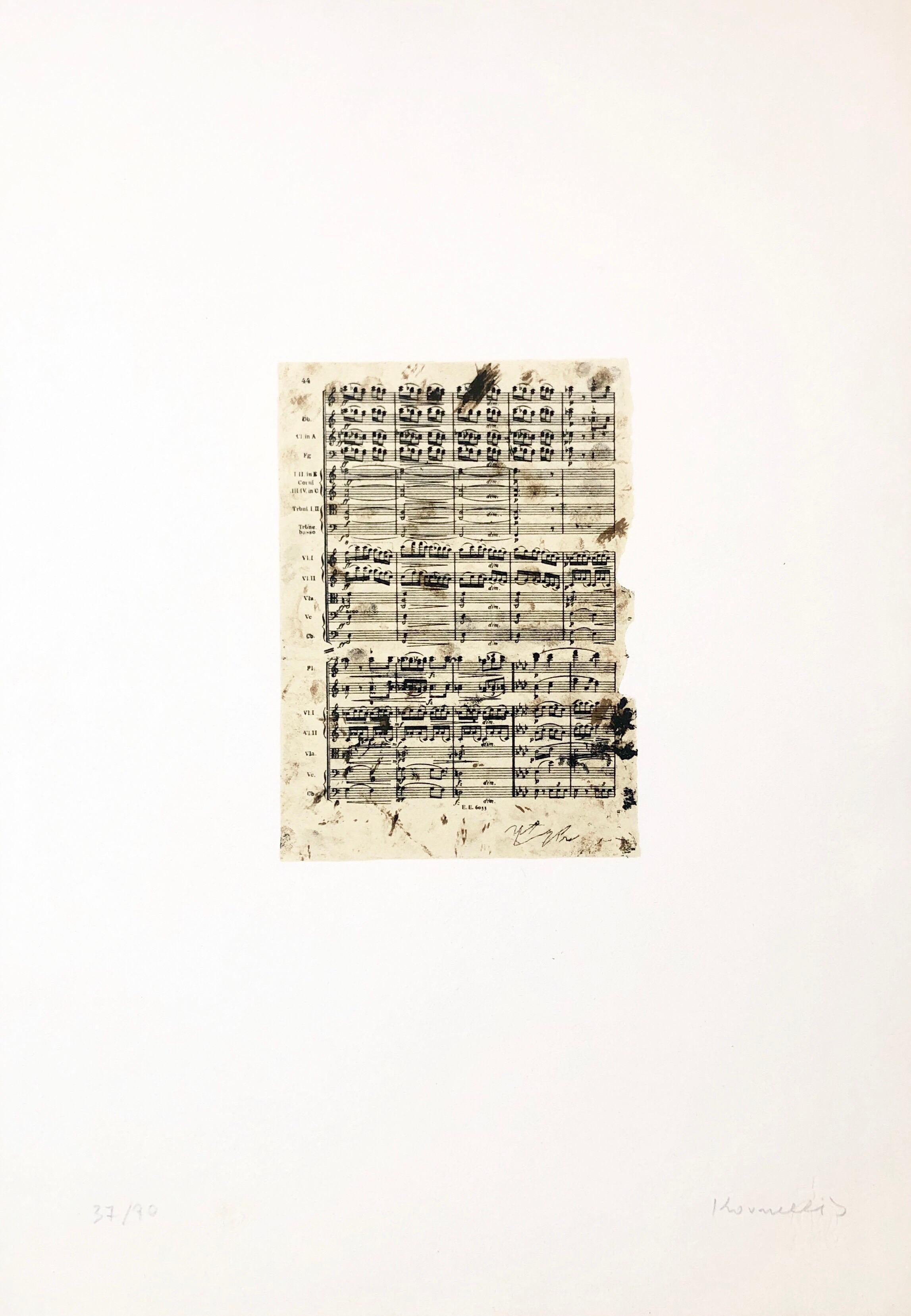 Elettra, score de musique, lithographie de Jannis Kounellis pour Arte Povera, avant-gardiste italienne 3