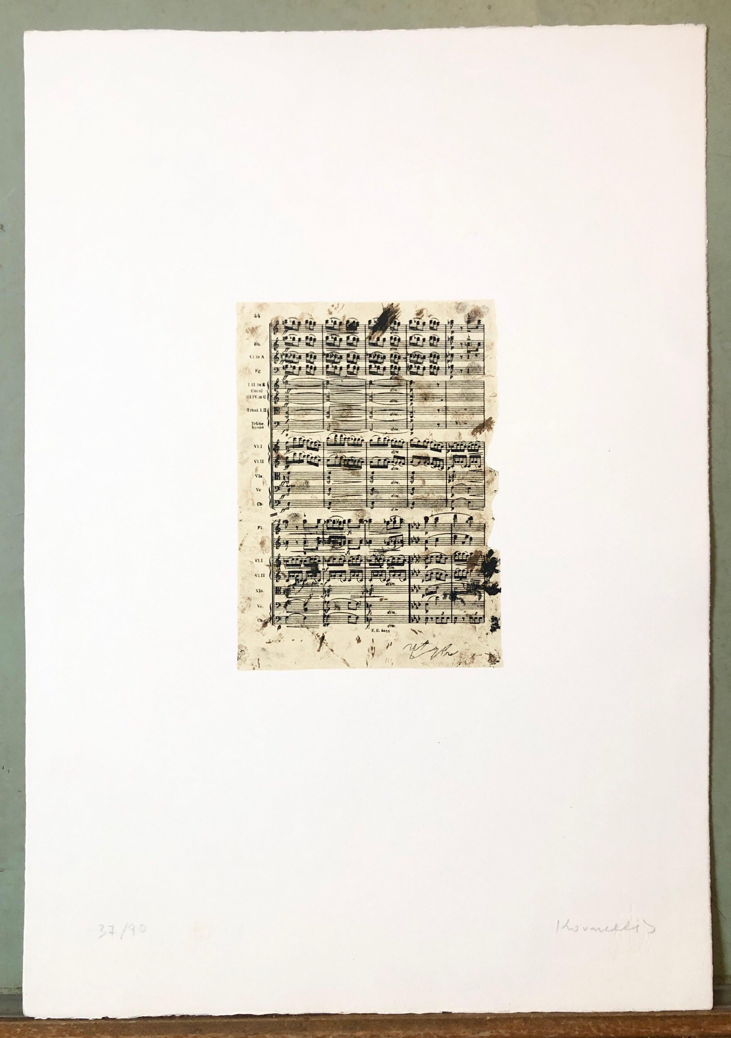 Elettra, score de musique, lithographie de Jannis Kounellis pour Arte Povera, avant-gardiste italienne 4