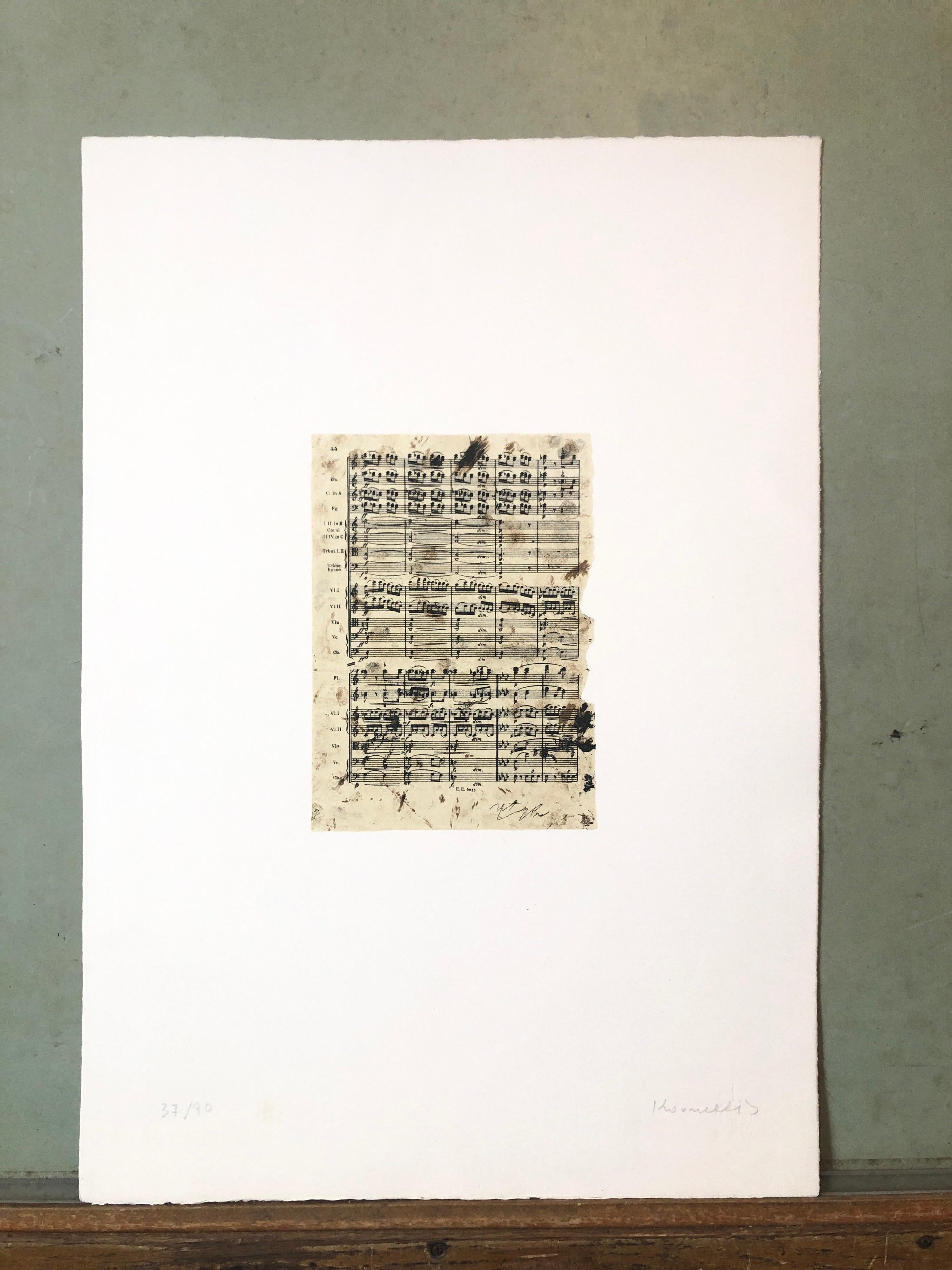 Elettra, score de musique, lithographie de Jannis Kounellis pour Arte Povera, avant-gardiste italienne 5